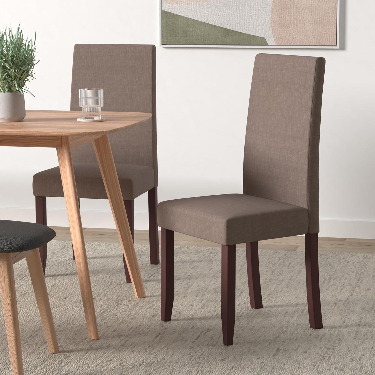 Simpli Home Acadian 17.99'' H Linen Look Polyester Upholstered Parsons Chair (Set of 2)