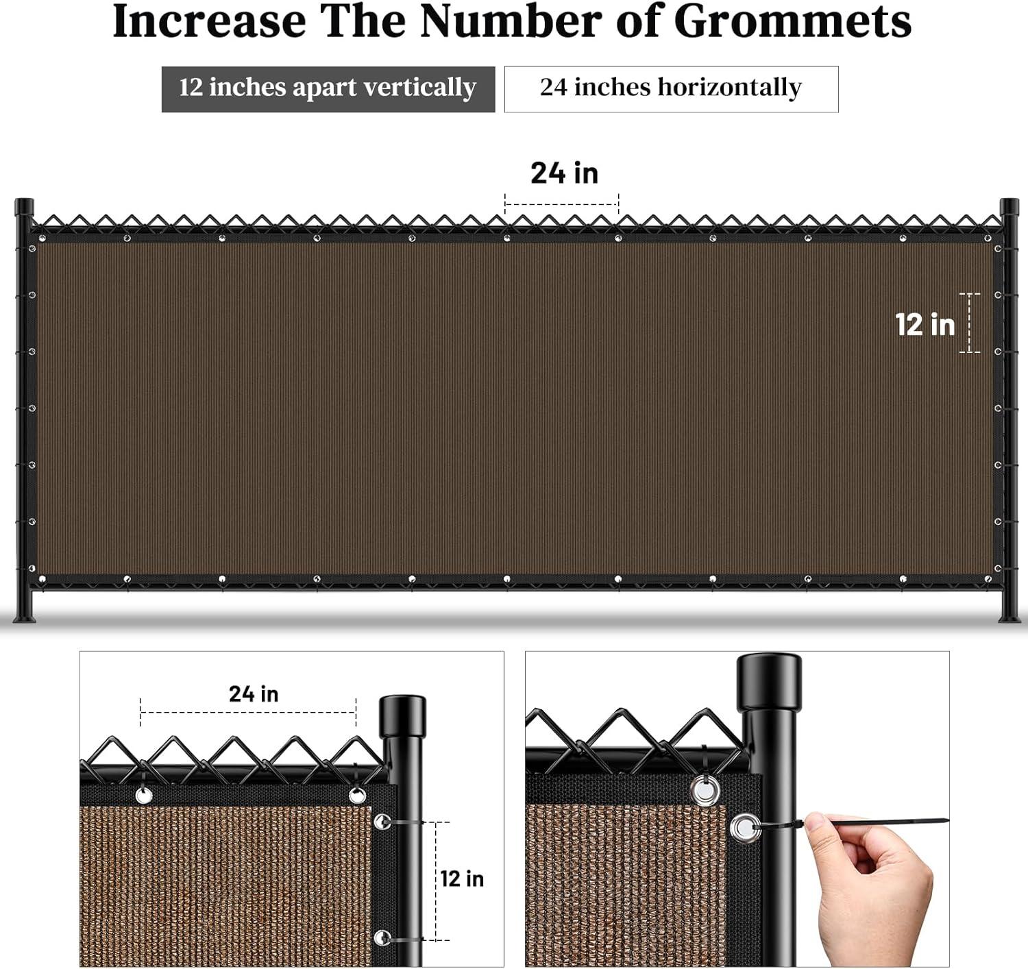 Brown 6FT x 50FT Heavy Duty Privacy Fence Screen with Copper Grommets