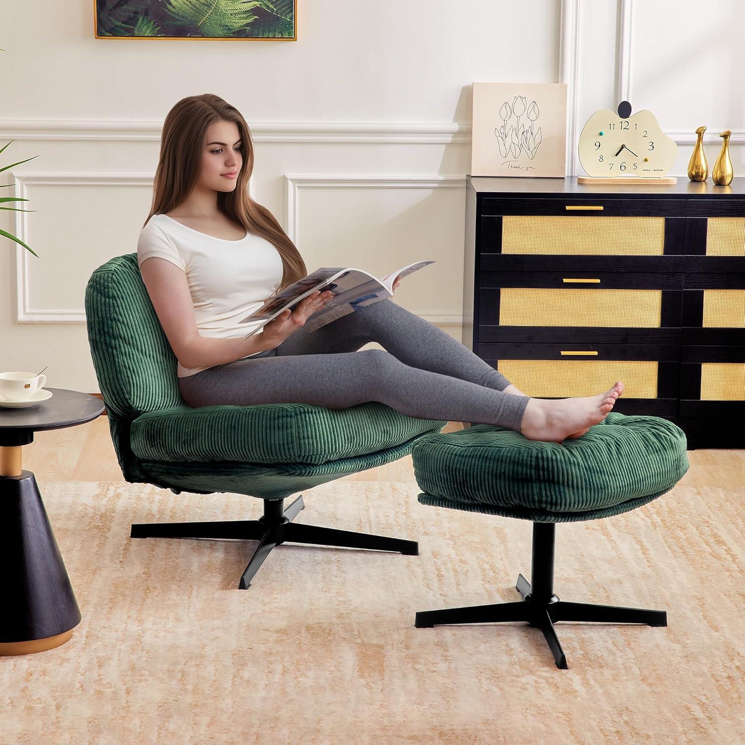 Red Barrel Studio® Hardyal Upholstered Swivel Accent Chair with Ottoman