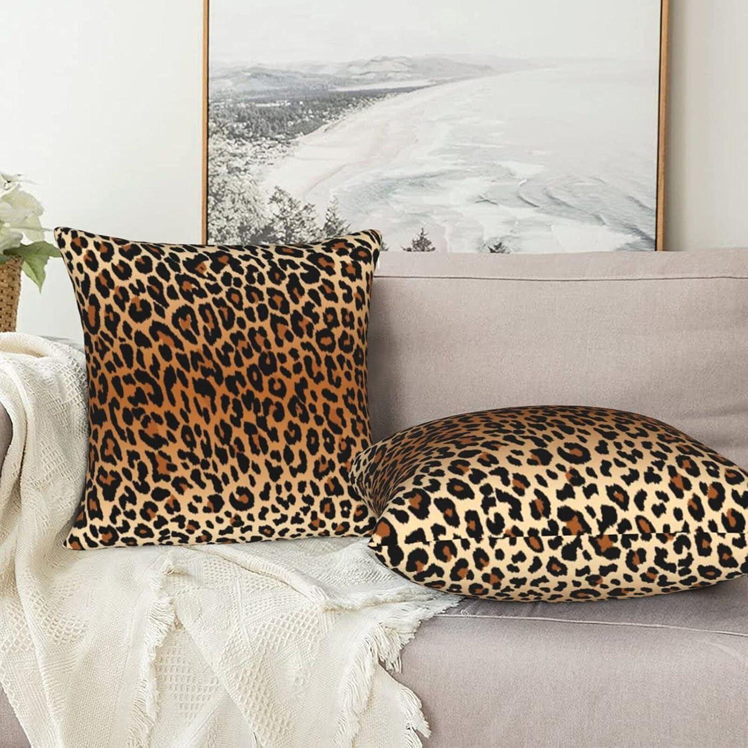 LALILO Throw Pillow Covers Trendy Leopard Wild Animal Cheetah Skin Cushion Cover 18" x 18", 2 Pack