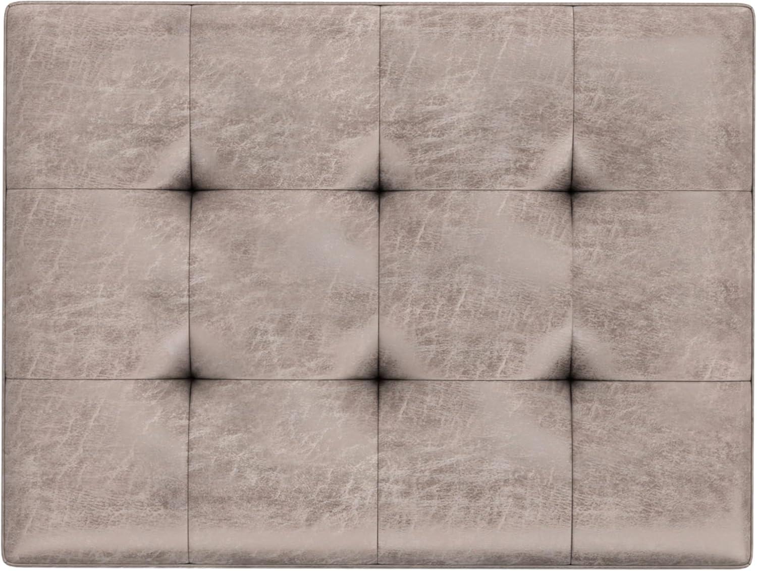 Simpli Home Shay 34"W Upholstered Coffee Table Storage Ottoman with Lift Top and Tufted Detailing