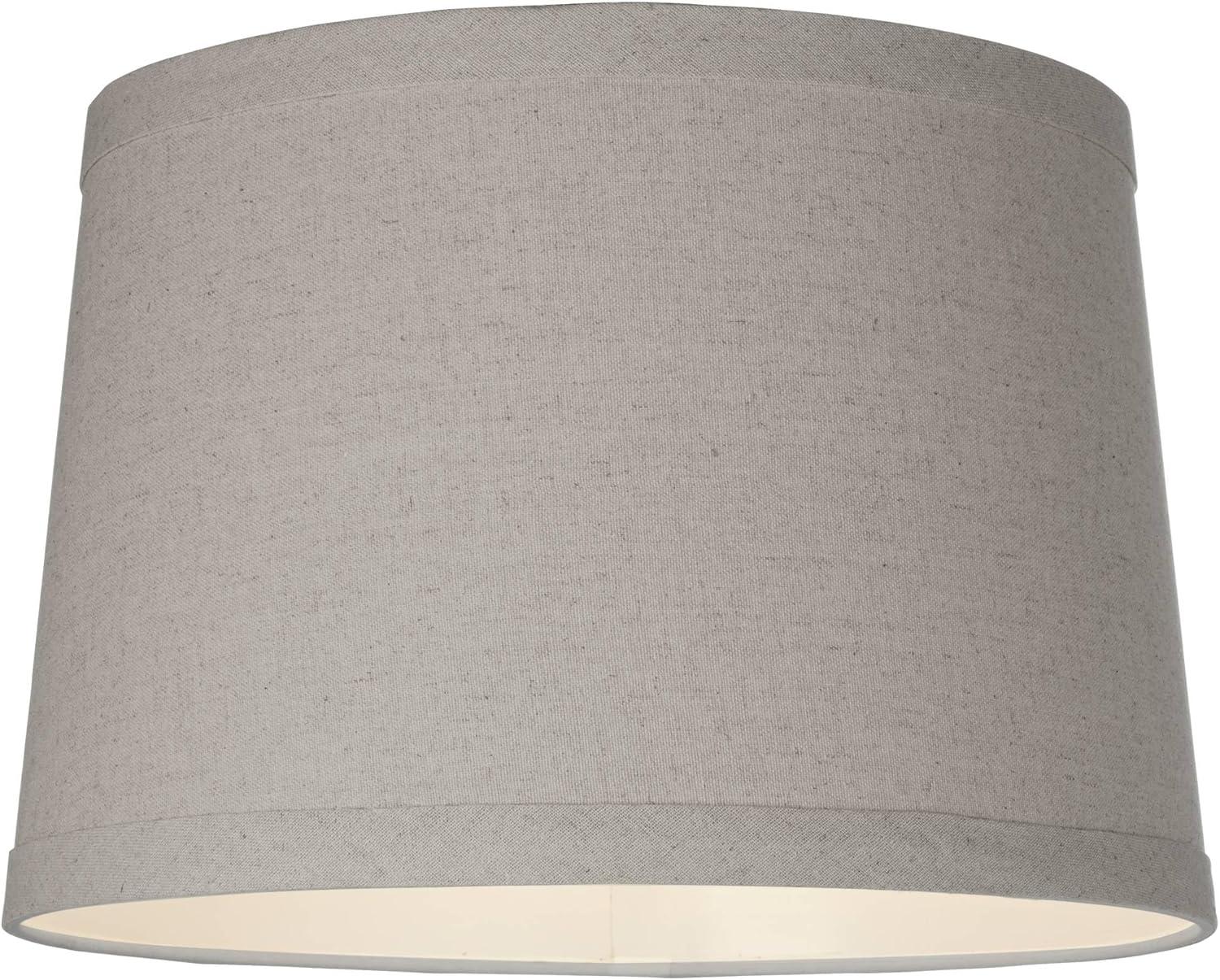 Springcrest Burlap Medium Drum Lamp Shade 14" Top x 16" Bottom x 11" High (Spider) Replacement with Harp and Finial