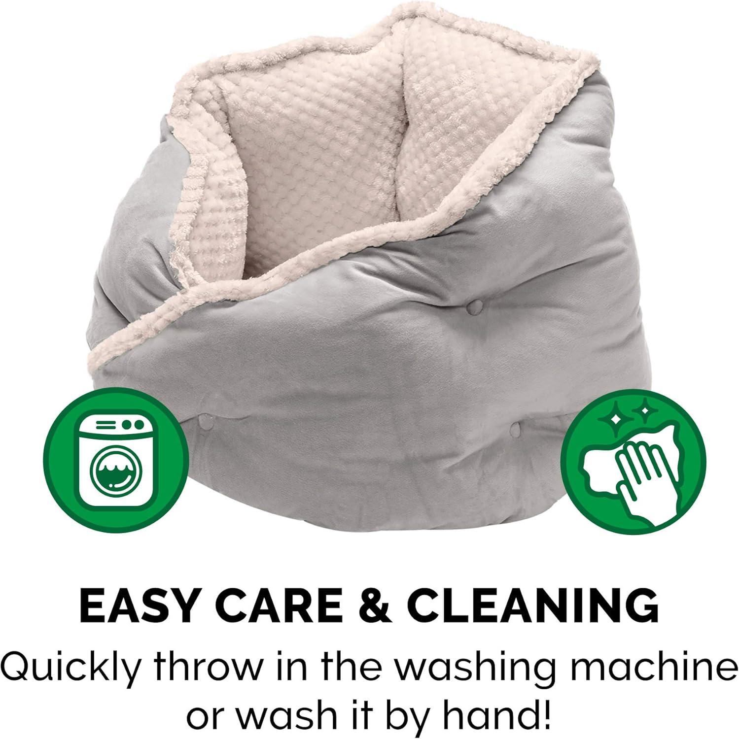 FurHaven Calming Wrap-Around Hug Small Dog and Cat Bed - Medium, Silver Gray