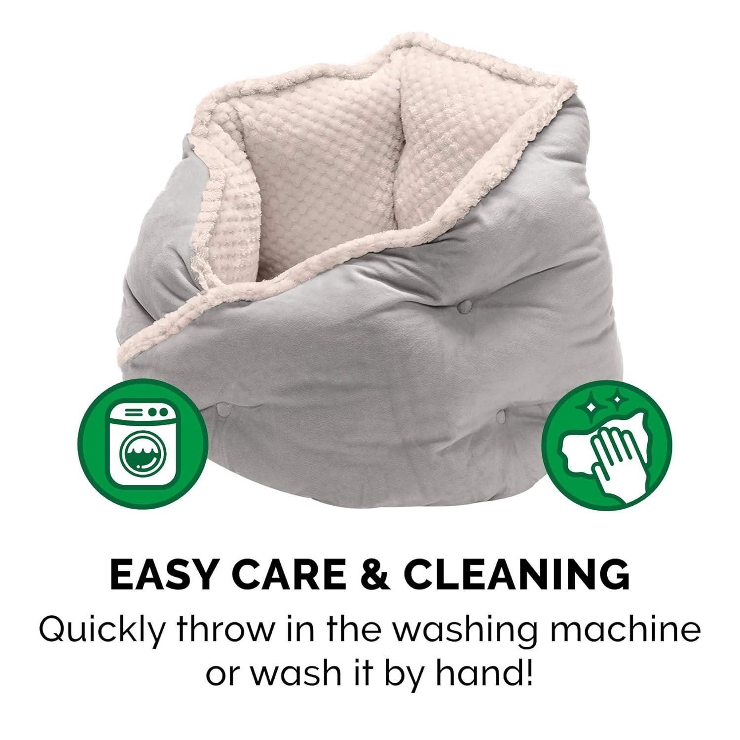 FurHaven Calming Wrap-Around Hug Small Dog and Cat Bed - Medium, Silver Gray