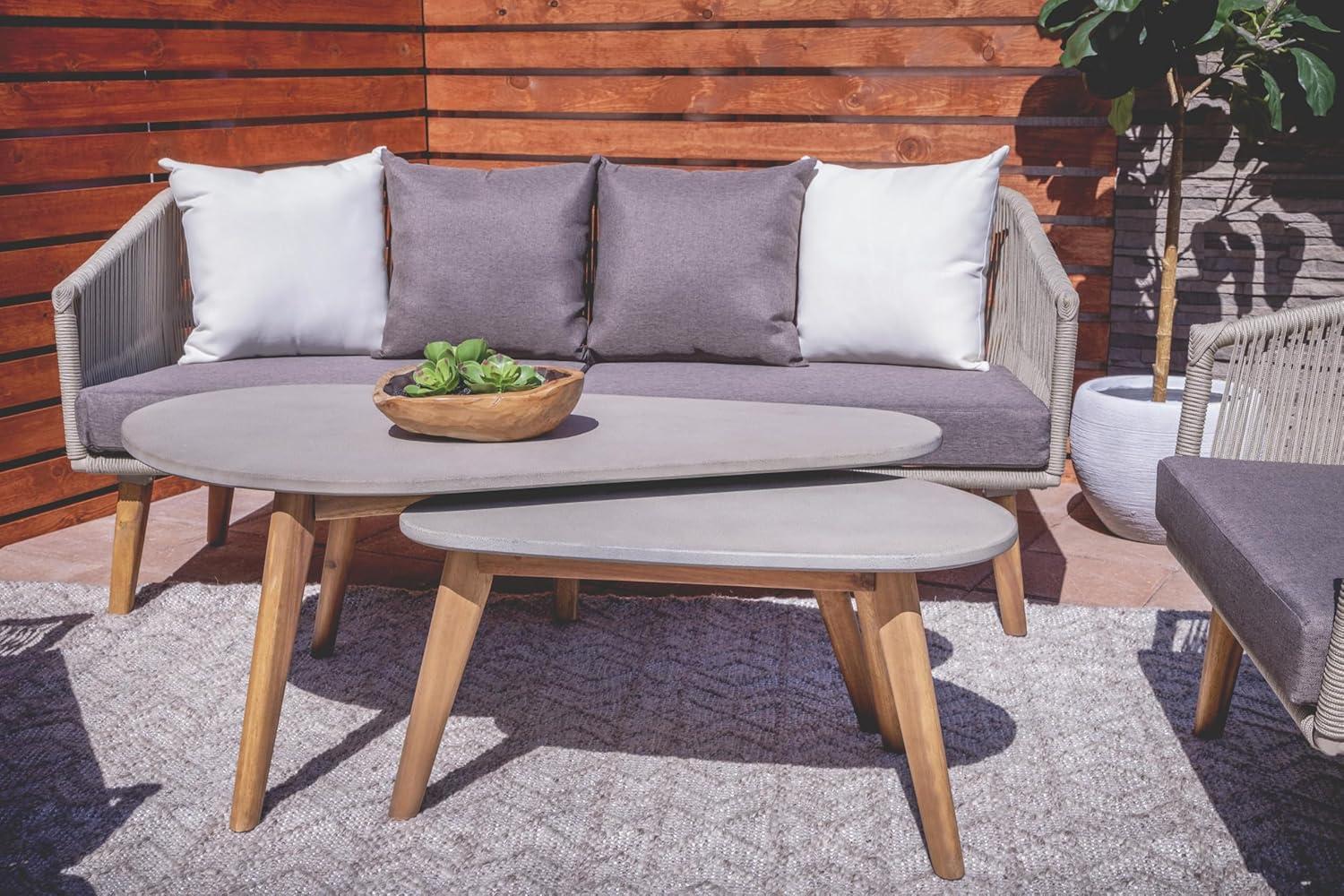 29&#34;x16&#34; Mid-Century Wood Outdoor Accent Table Gray - Olivia &#38; May