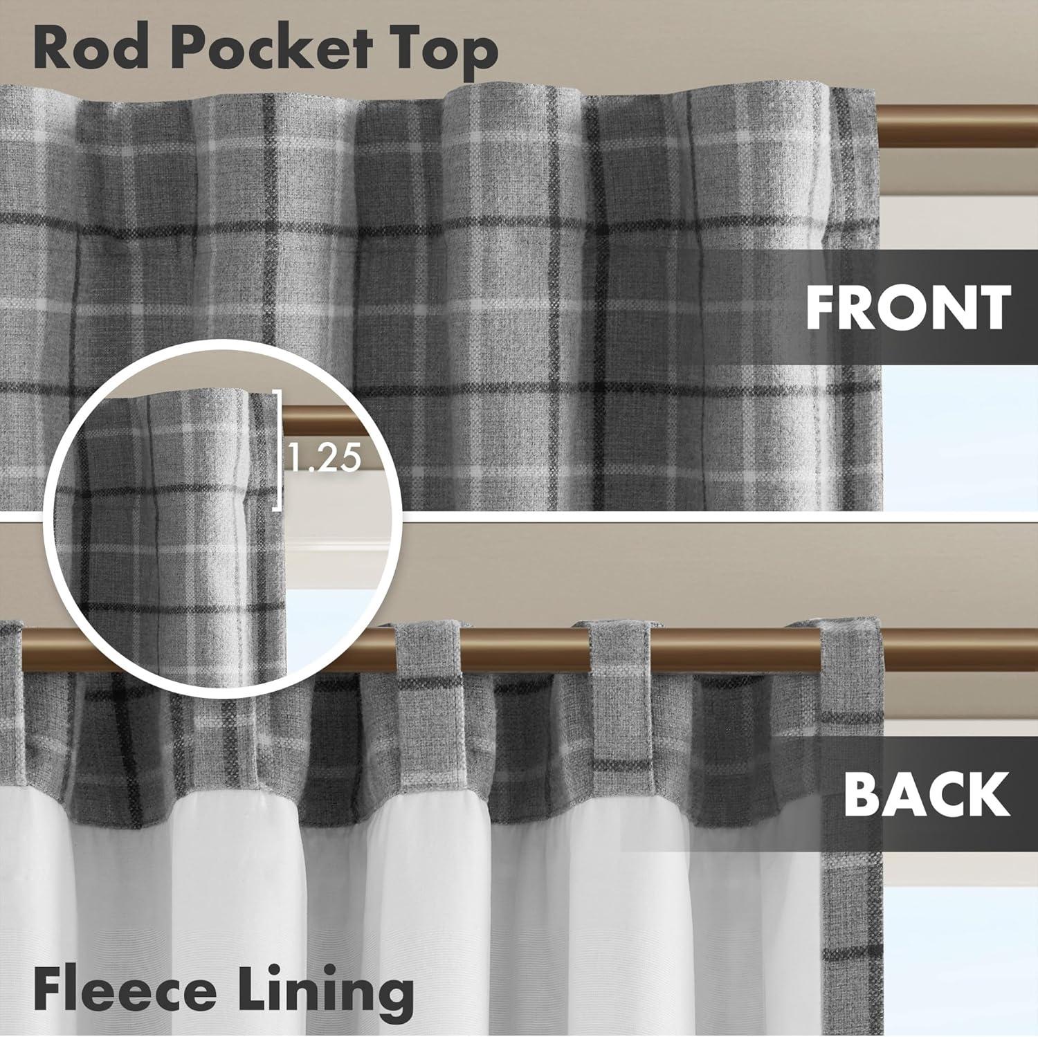 Anaheim Woven Plaid Room Darkening Thermal Fleece Lined Single Curtain Panel