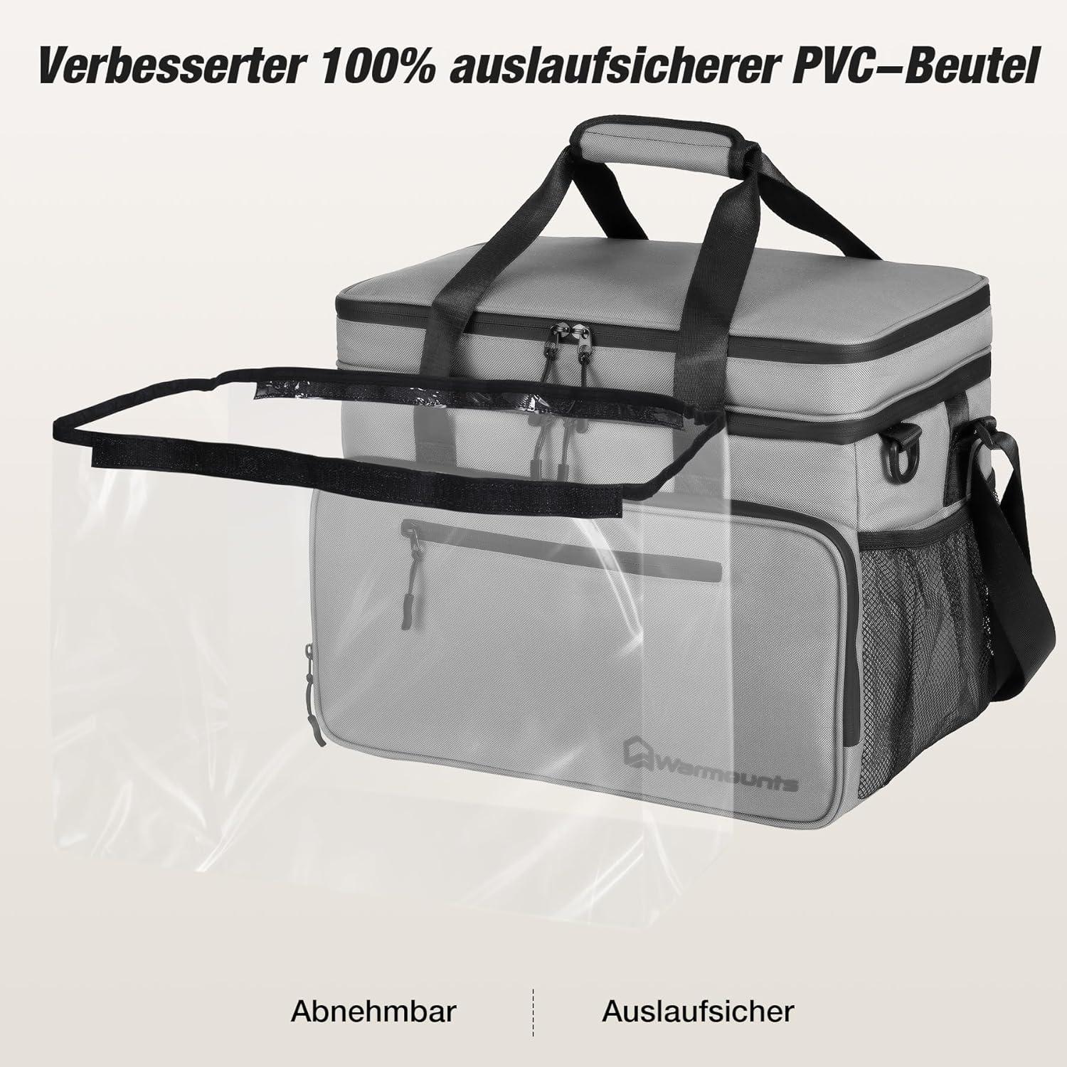 WARMOUNTS Soft Cooler Bag 48 Cans & Insulated Bag 2 in 1, w/ Insulating Cover, Upgraded Leakproof Camping Cooler Bag 2 Compartment for Camping Hiking Picnic Beach