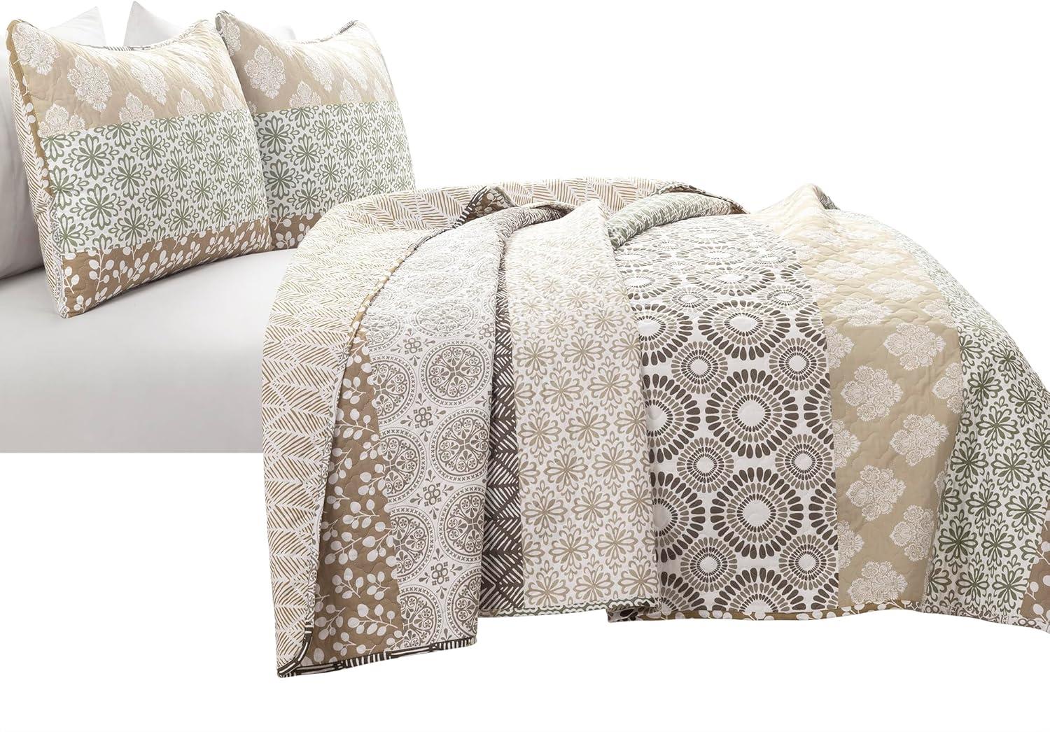 Lush Decor Bohemian 100% Cotton Reversible 3-Piece Quilt Set