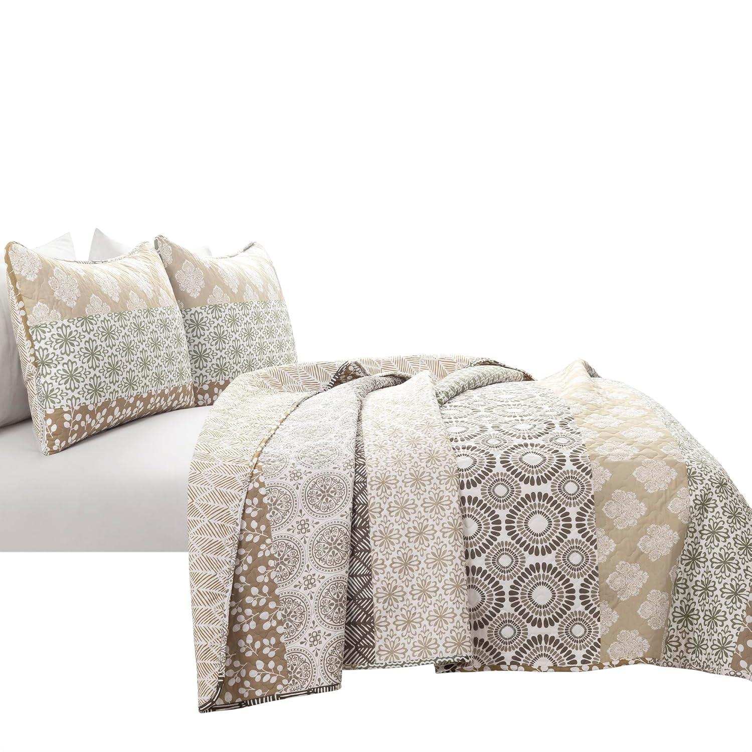 Lush Decor Bohemian 100% Cotton Reversible 3-Piece Quilt Set