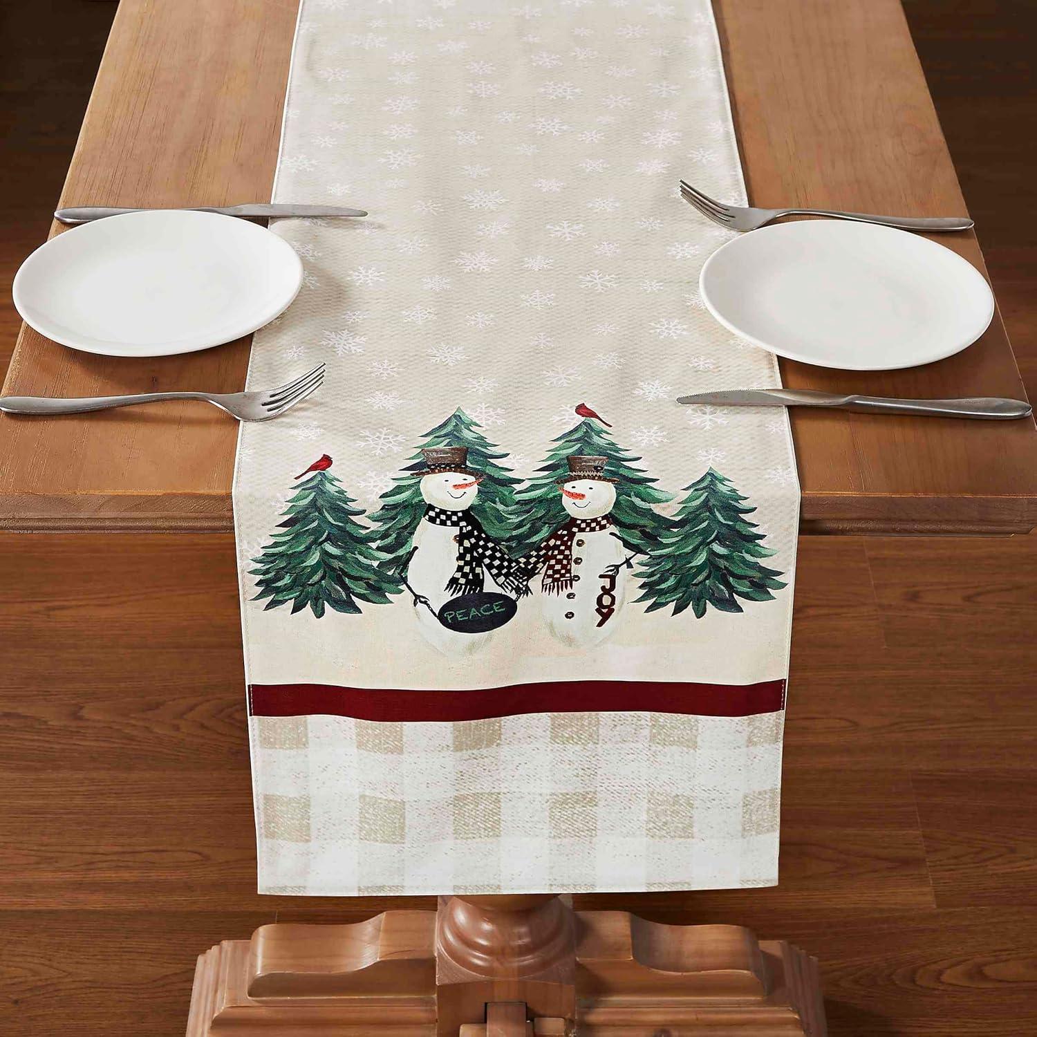 Avanti Linens Country Snowman 72" Runner-Beige