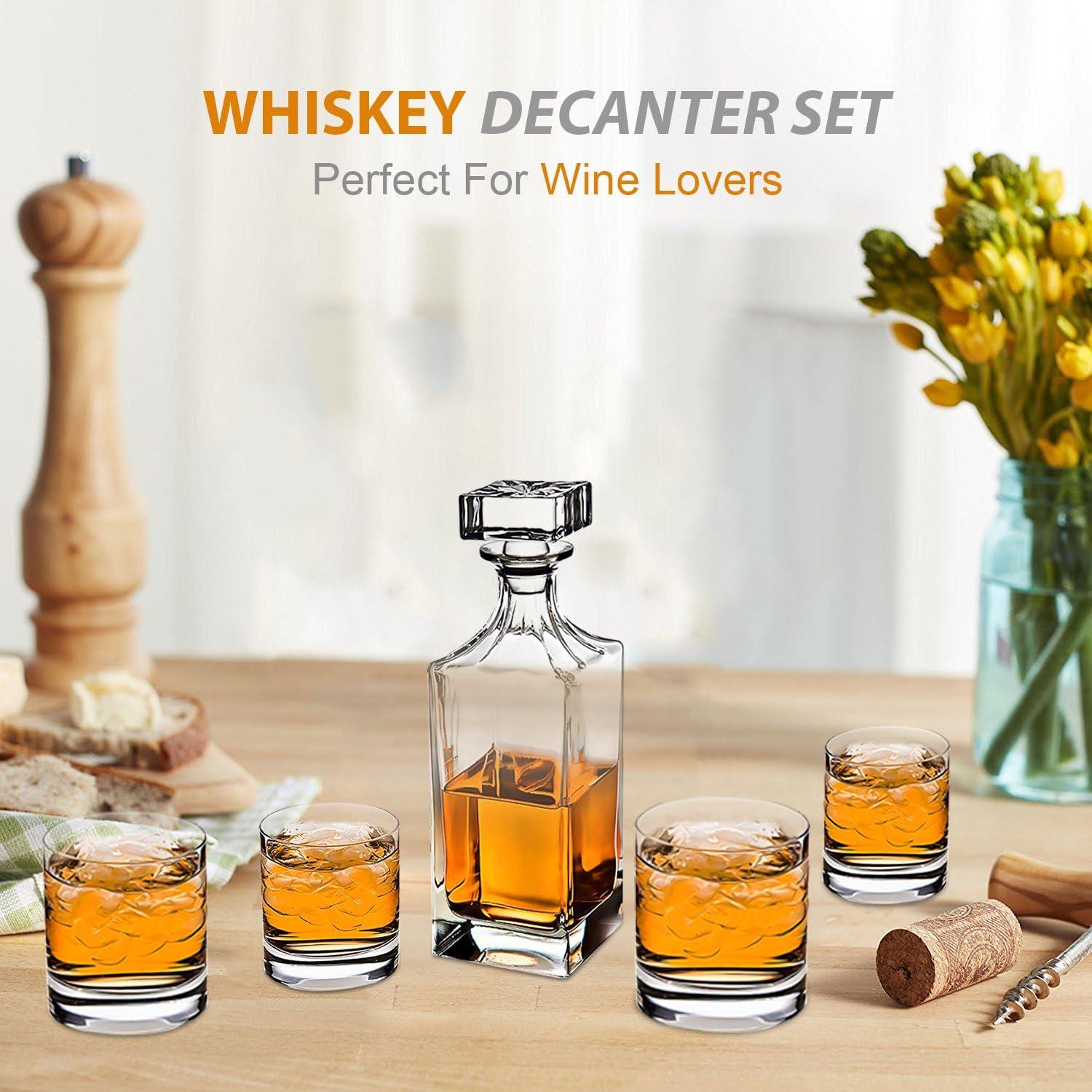 Social 5 Piece Whiskey Decanter Set