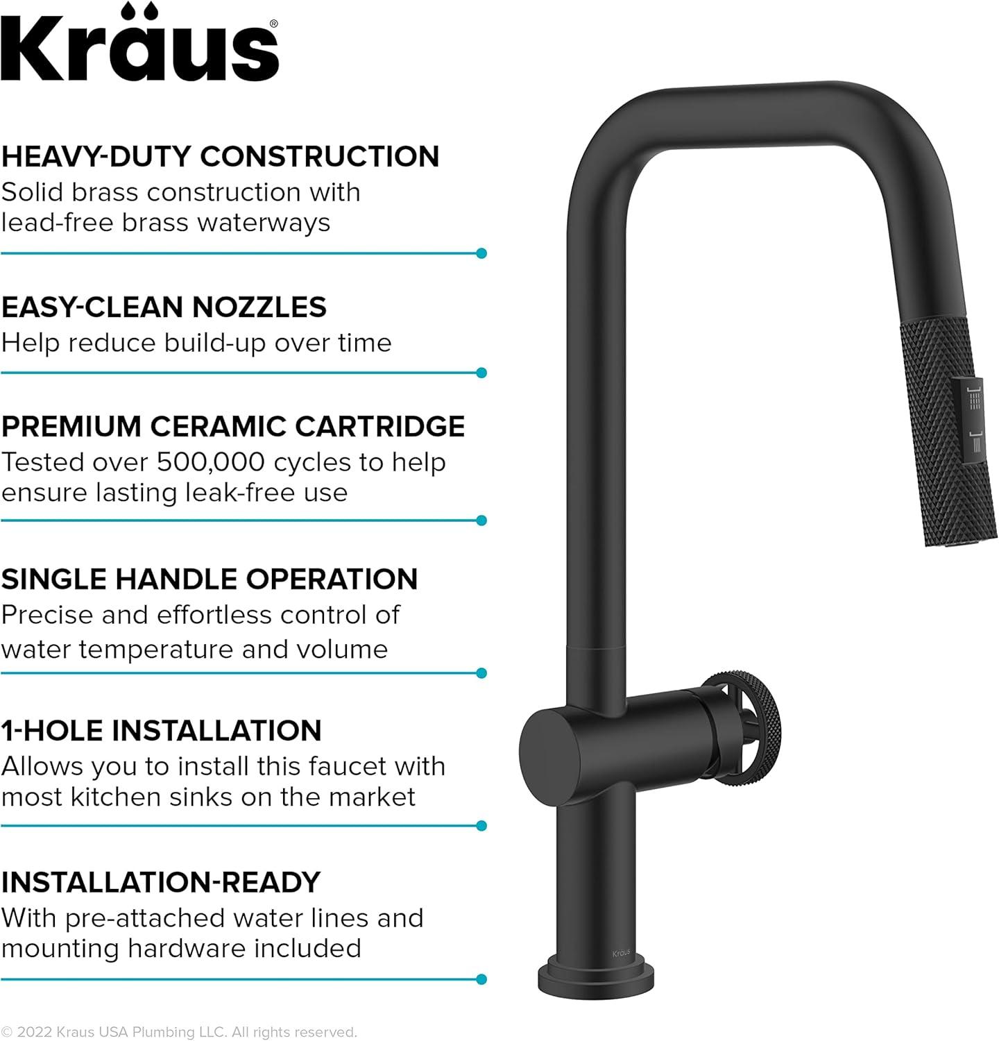 Urbix Industrial Pull-Down Single Handle Kitchen Faucet