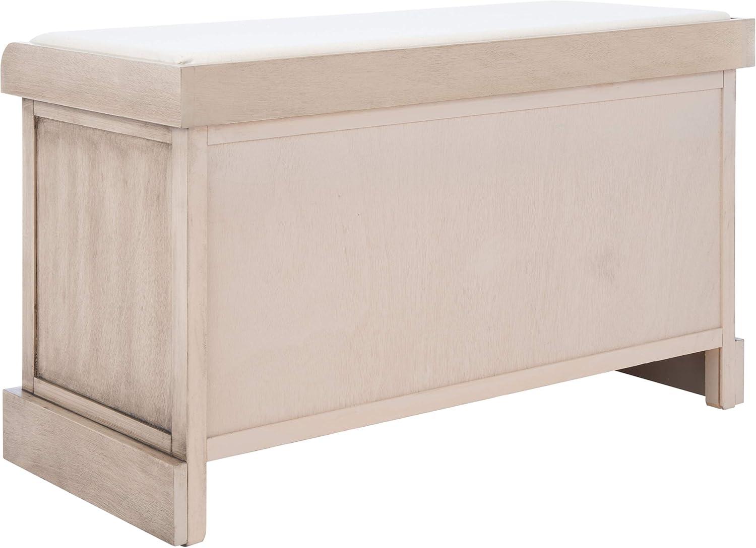 Landers Sand Cushioned Storage Bench with Dual Basket Drawers