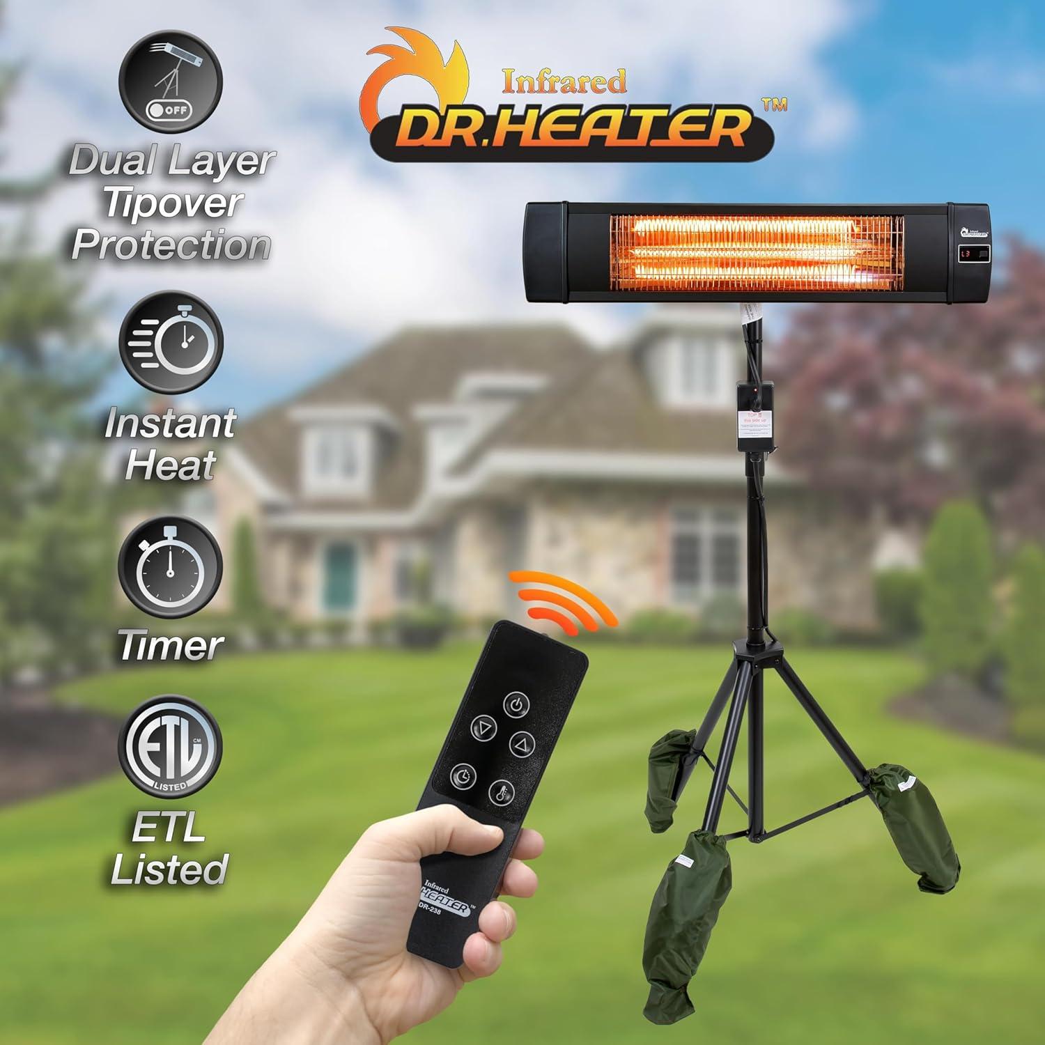 Dr Infrared Heater Outdoor Patio Heater with Tripod & Remote