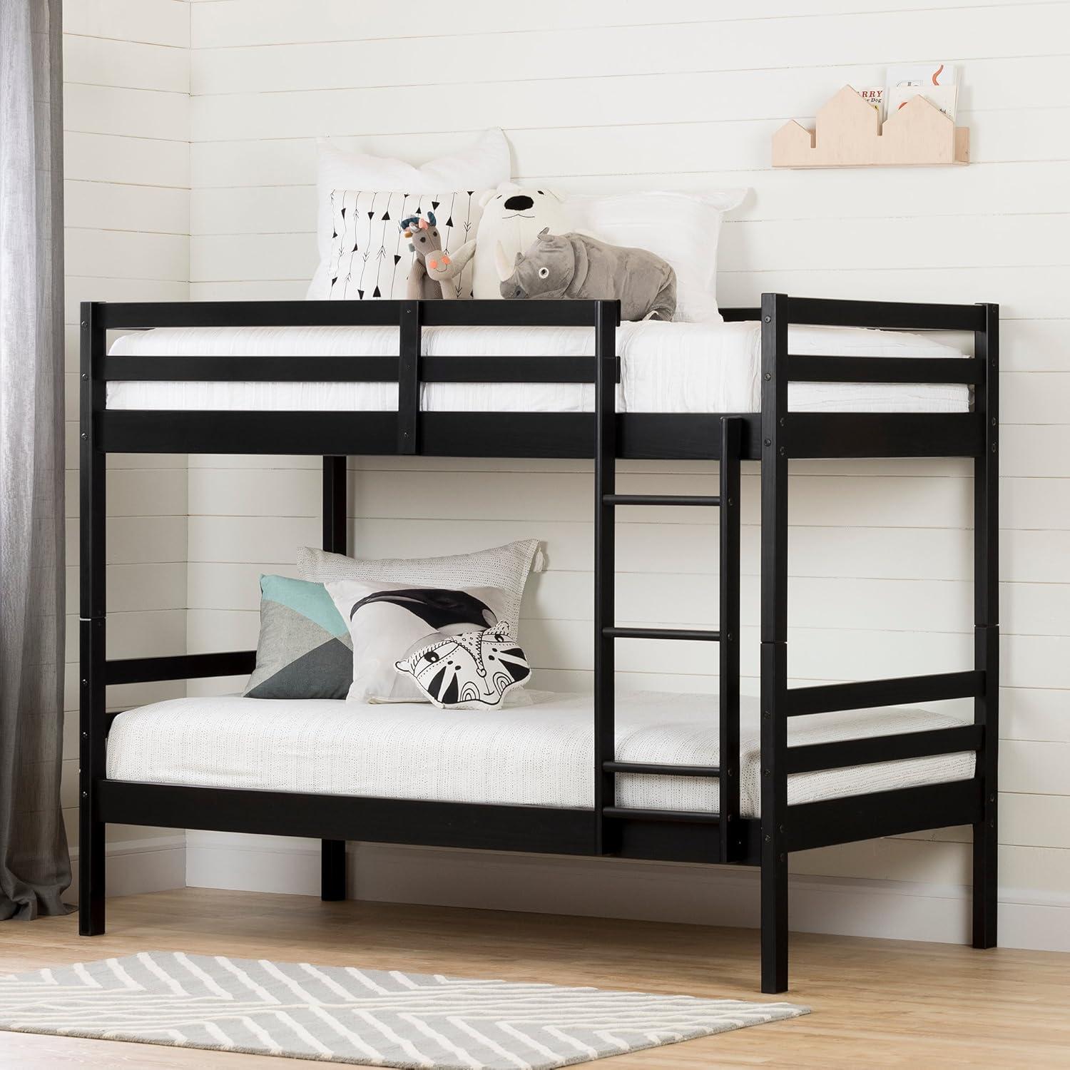 Twin Fakto Solid Wood Kids' Bunk Beds  Matte Black  - South Shore