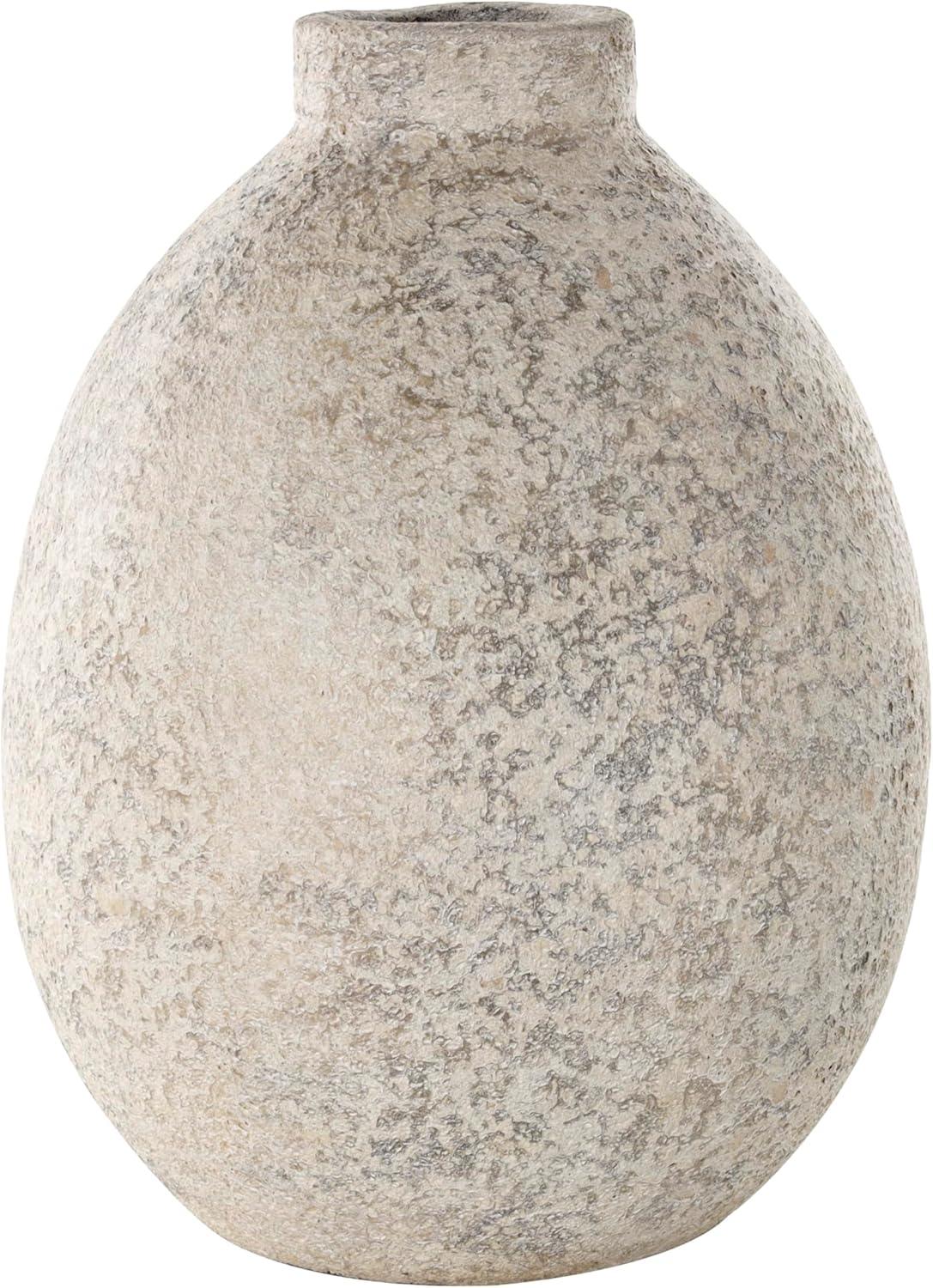 Deco 79 Ceramic Decorative Vase Antique Style Textured Centerpiece Vase, Flower Vase for Home Decoration 11" x 11" x 14", Beige