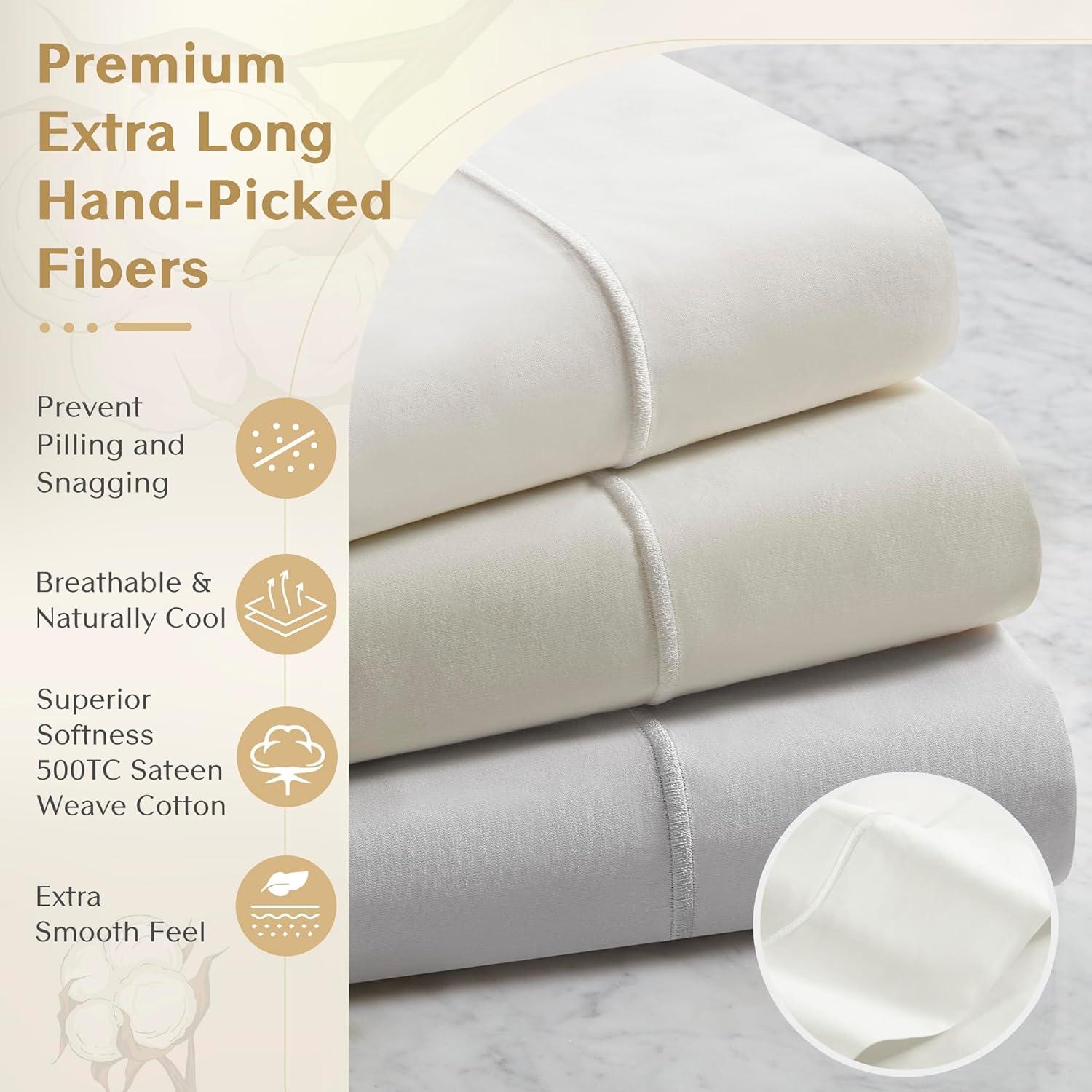 Croscill Luxury Egyptian 500TC Cotton Sheet Set in White Queen