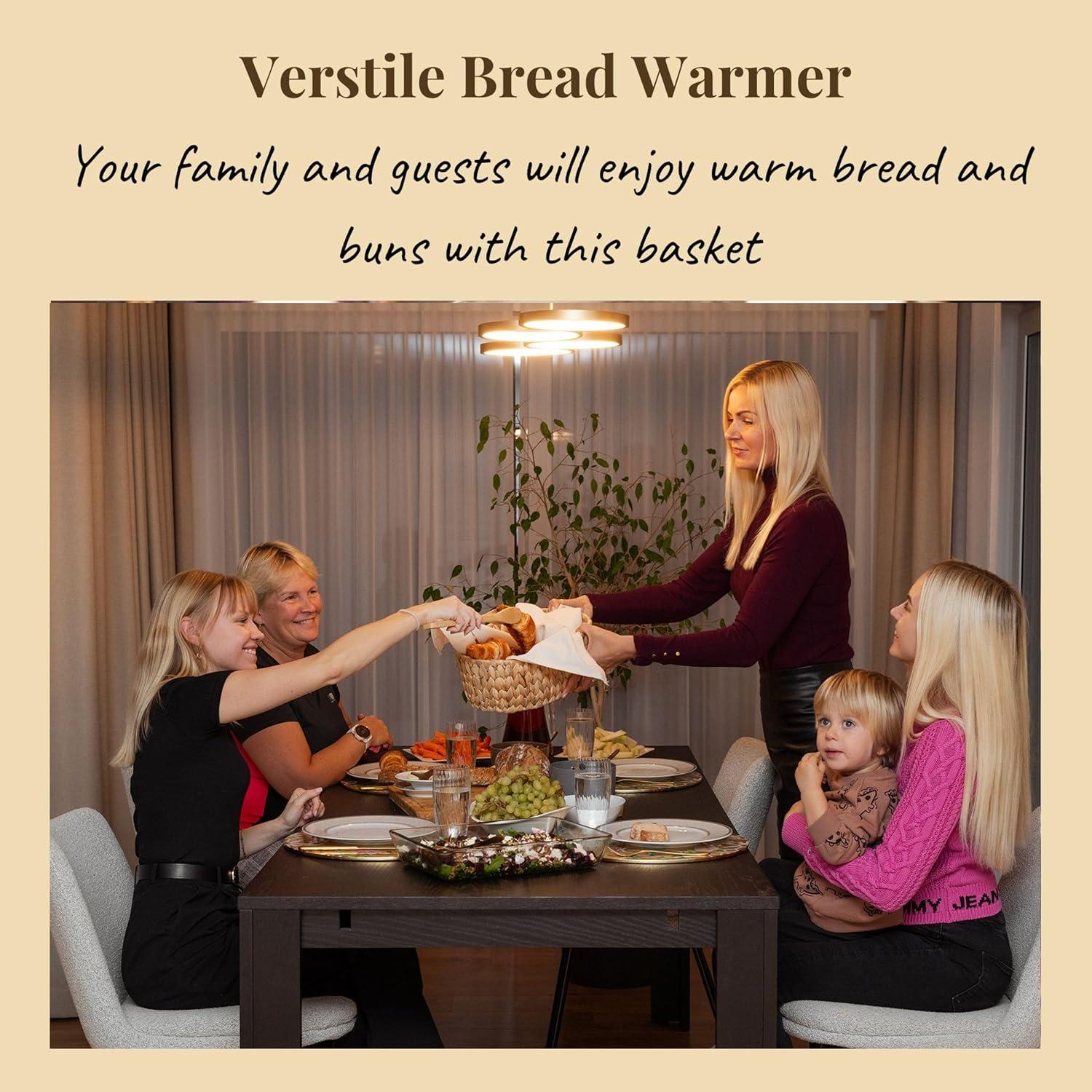 Bread Warmer Basket with Stone - Tortilla Warmer - Bread Baskets for Serving- 11.8x9x4.72 Inches - House Warming Gifts