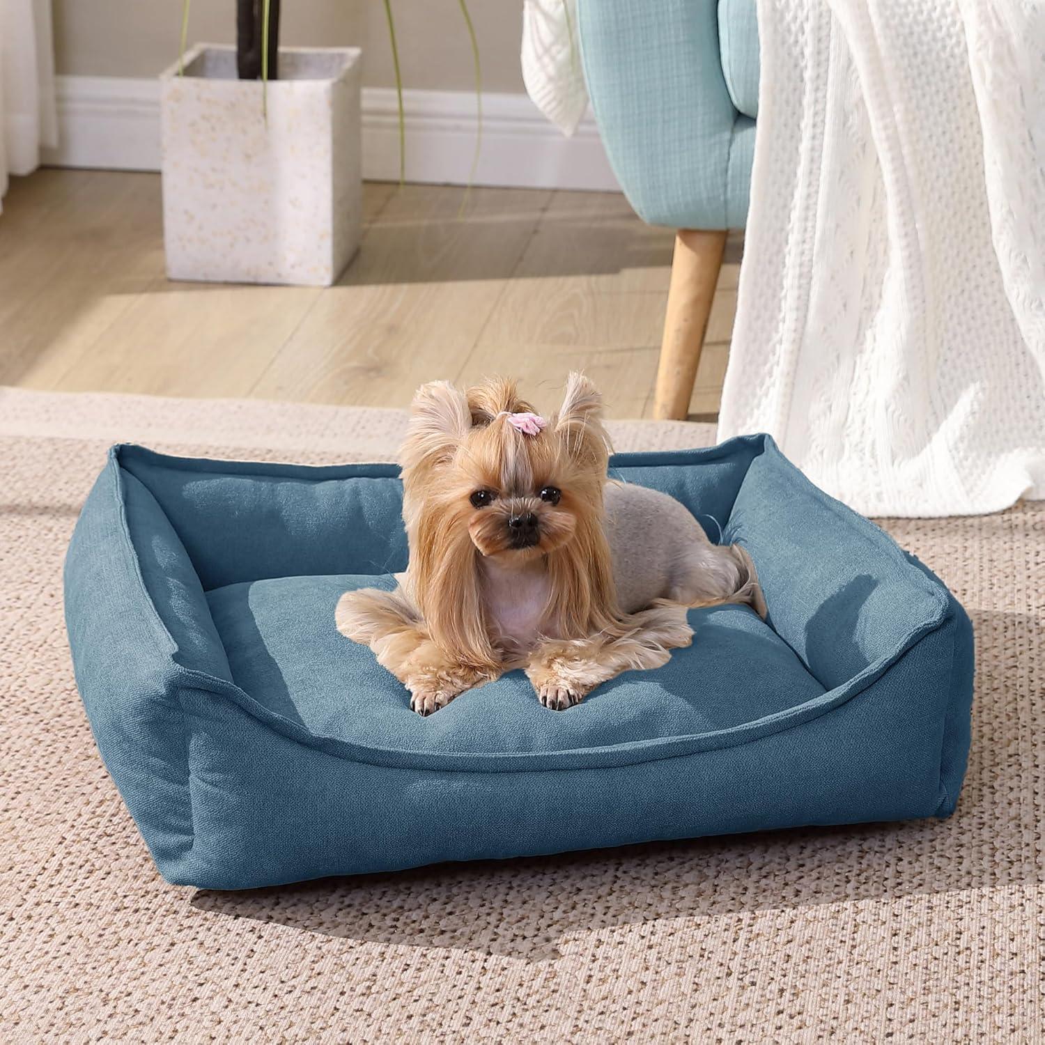 Arlee Home & Pet Cresent Lounger Orthopedic Eco-Friendly Memory Foam Dog Bolster Bed - Blue - S