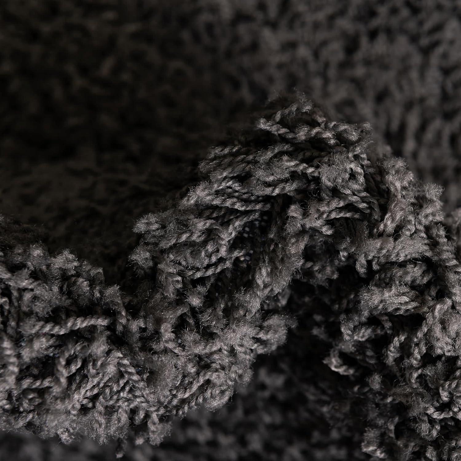 Unique Loom 4' 1 x 6' 1 Solid Shag Graphite Gray Area Rug
