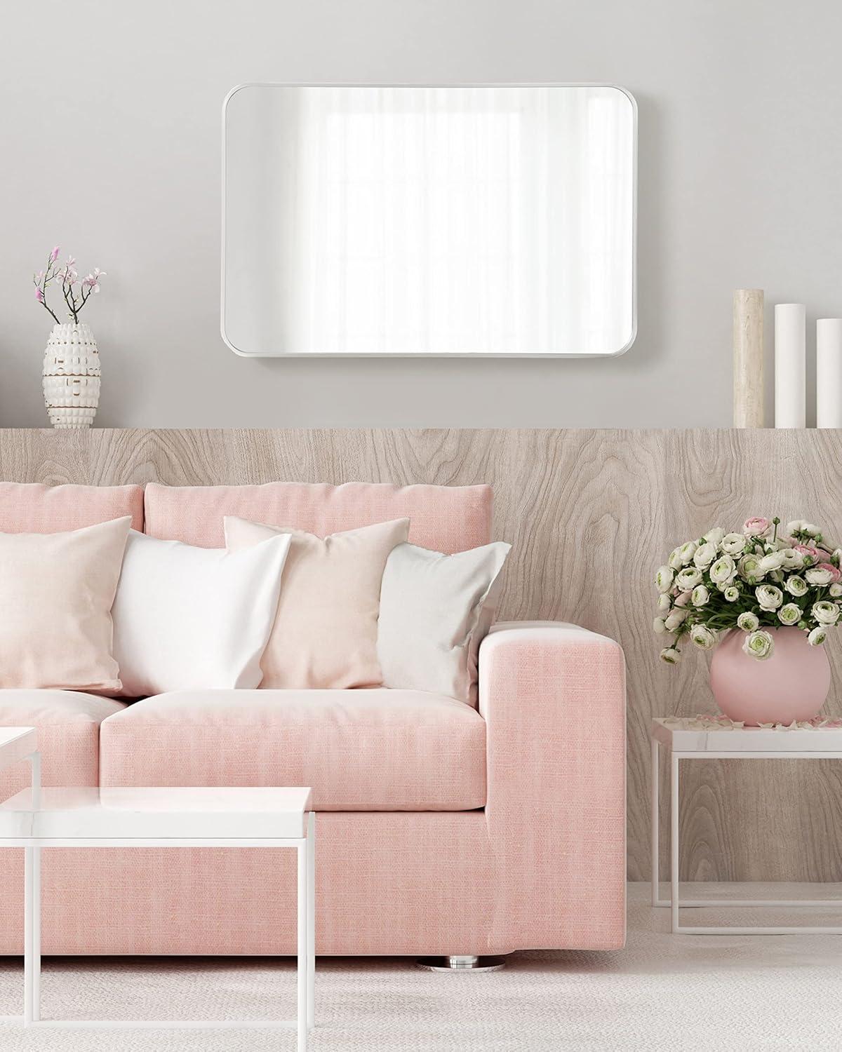 Kate and Laurel Zayda Radius Rectangle Framed Wall Mirror, 20x30, Silver
