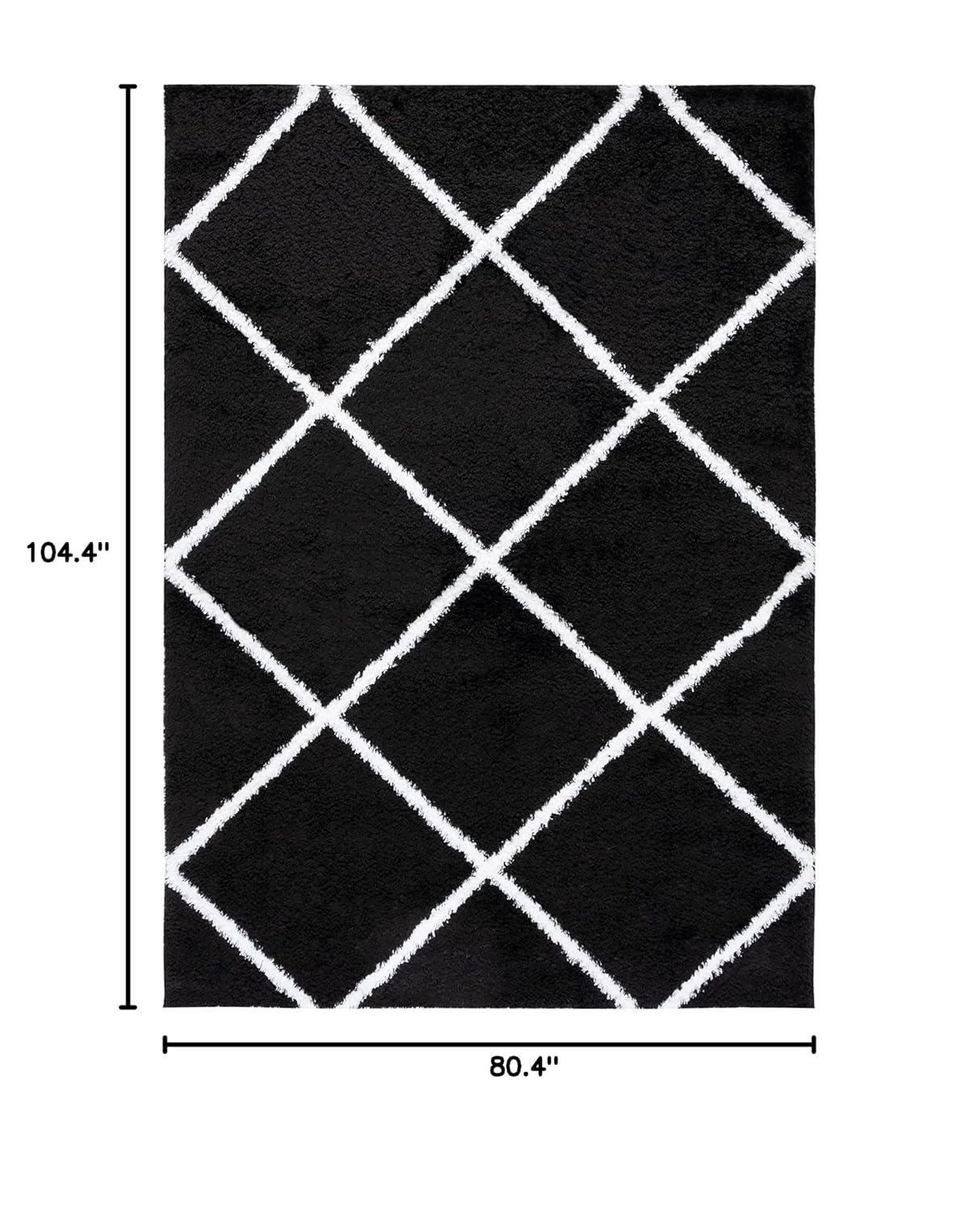 Tahoe Shag THO676 Power Loomed Indoor Area Rug - Black/White - 6'7"x8'7" - Safavieh