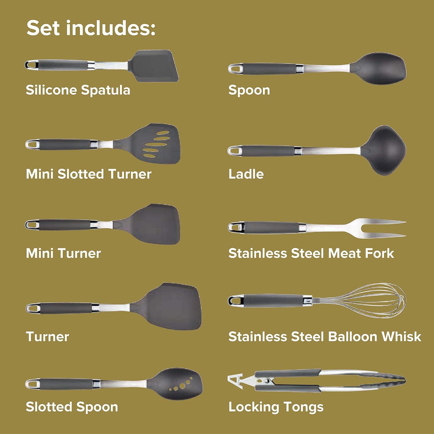 Graphite 10-Piece Nylon Nonstick Kitchen Utensil Set