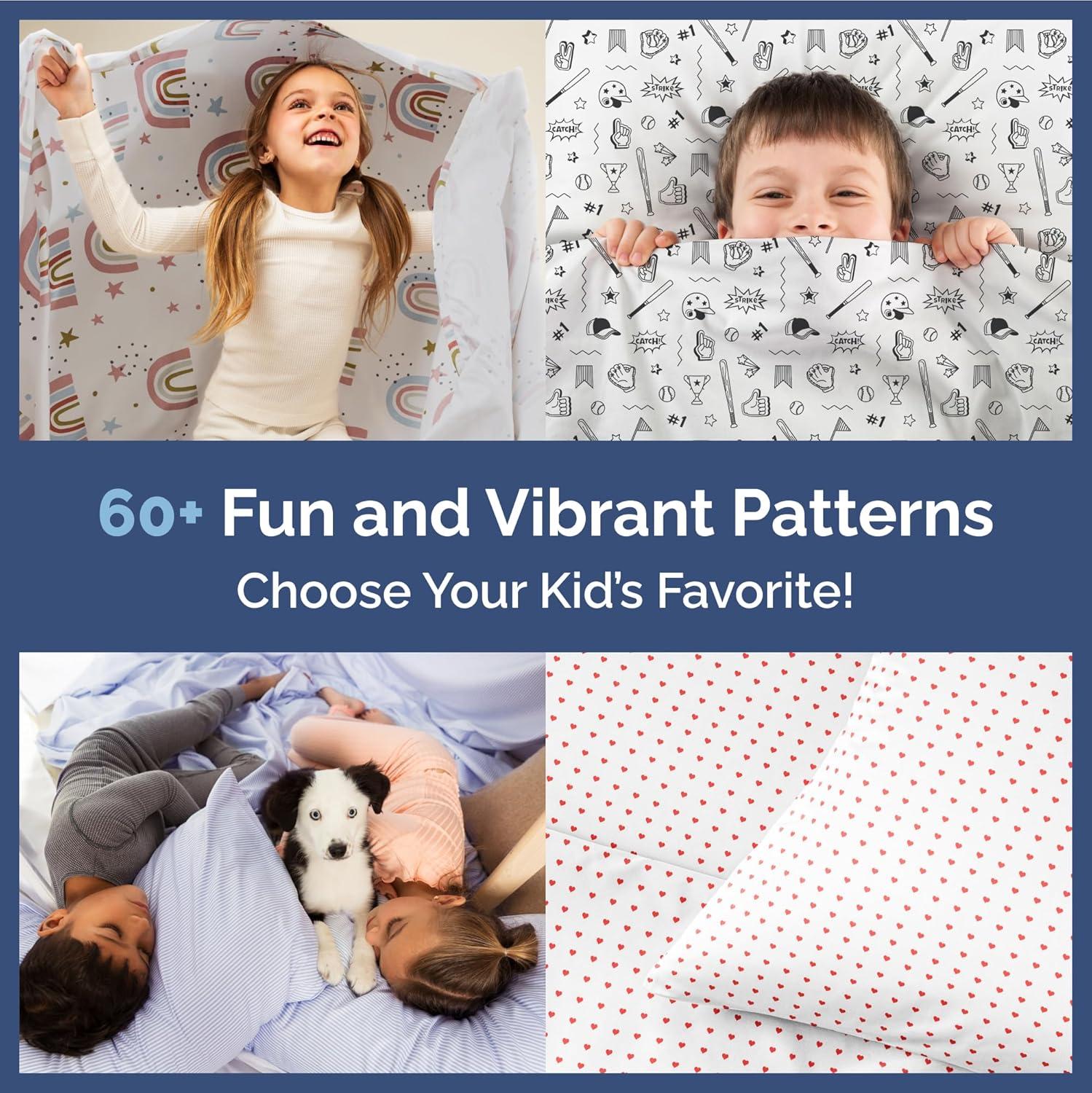 CGK Linens 4 Piece Kids Microfiber Sheet Set - Wrinkle Free - Cute, Cozy, Soft