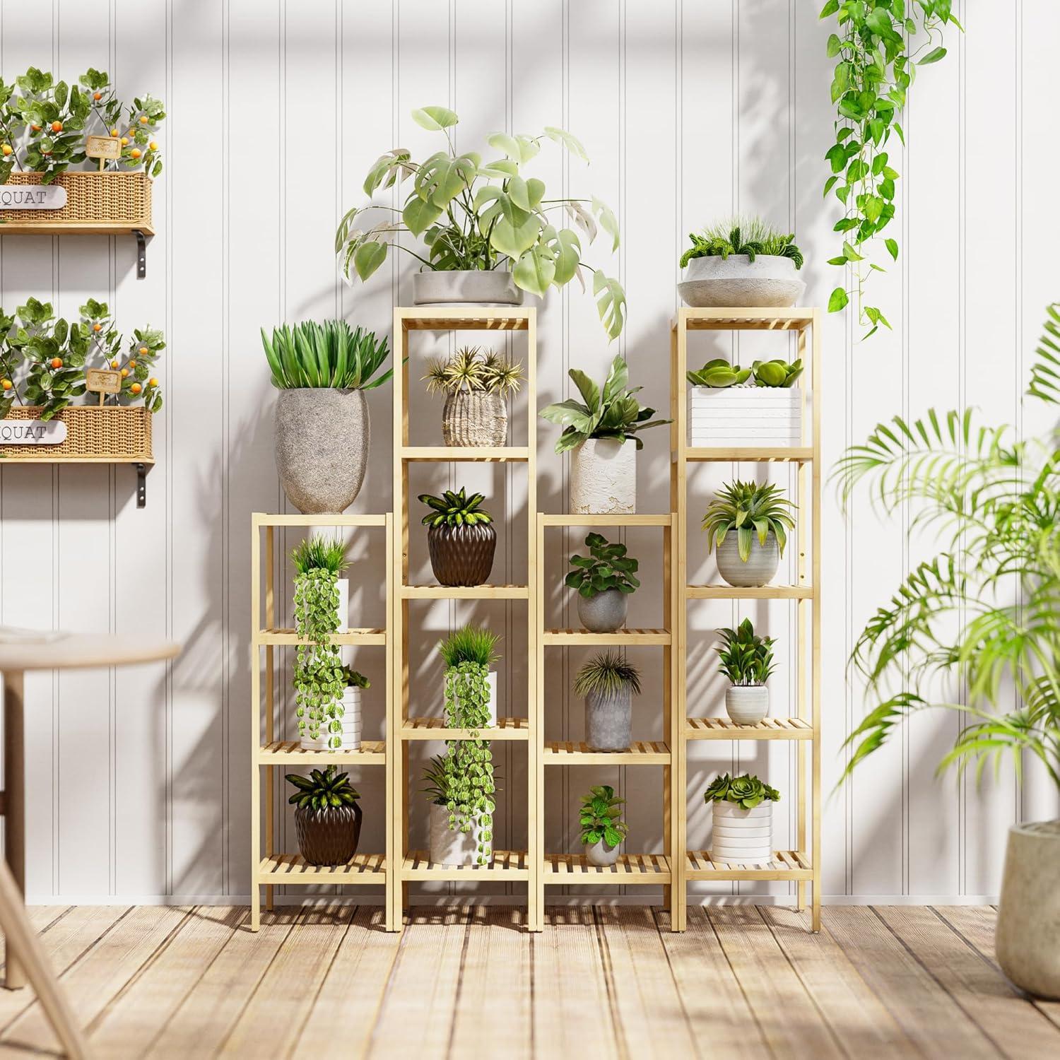 Bathroom Storage Shelf, 4-Tier Bamboo Rack Organizer, Multifunctional Shelving Unit For Living Room Bedroom Kitchen (Black)