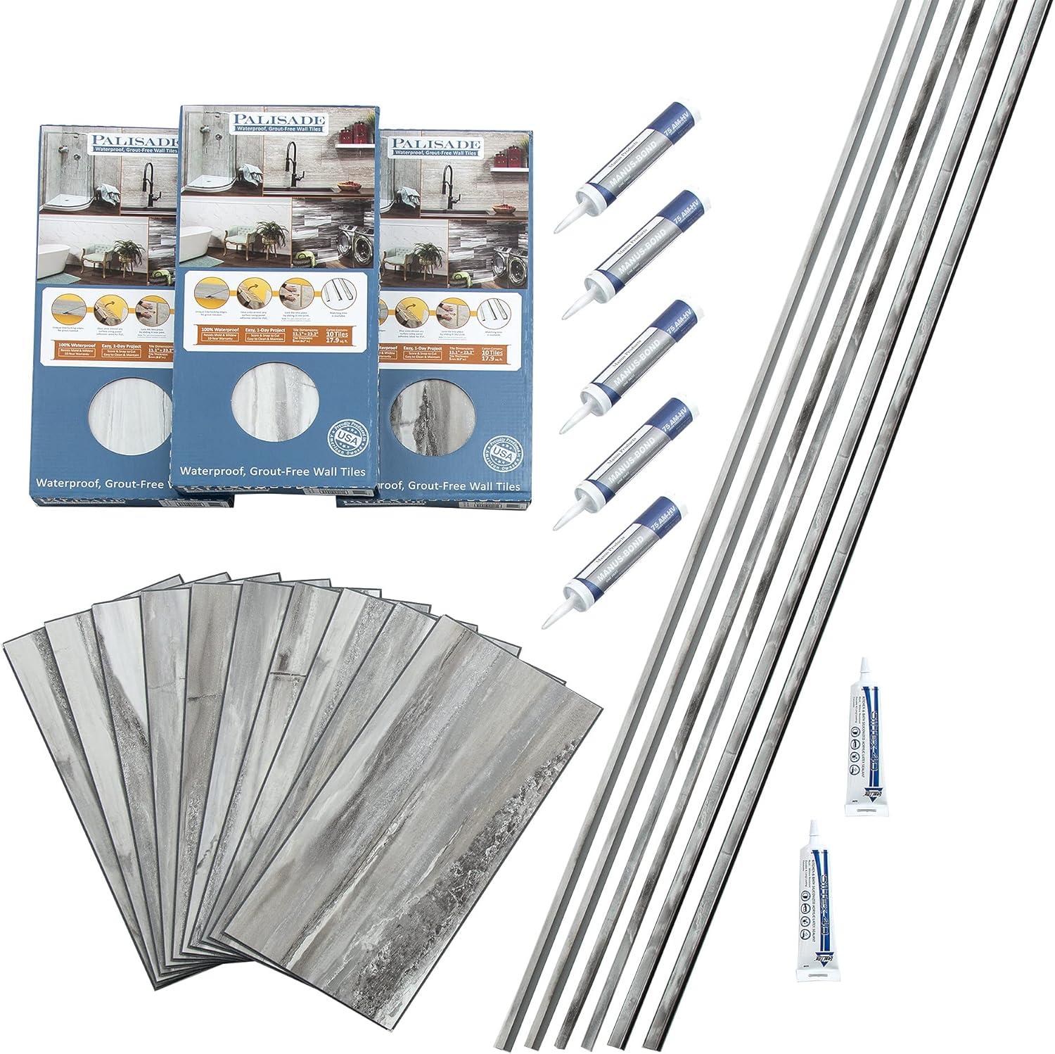 Palisade Palisade 23.2 in. x 11.1 in. Tile Shower and Tub Surround Kit (Set of 4)