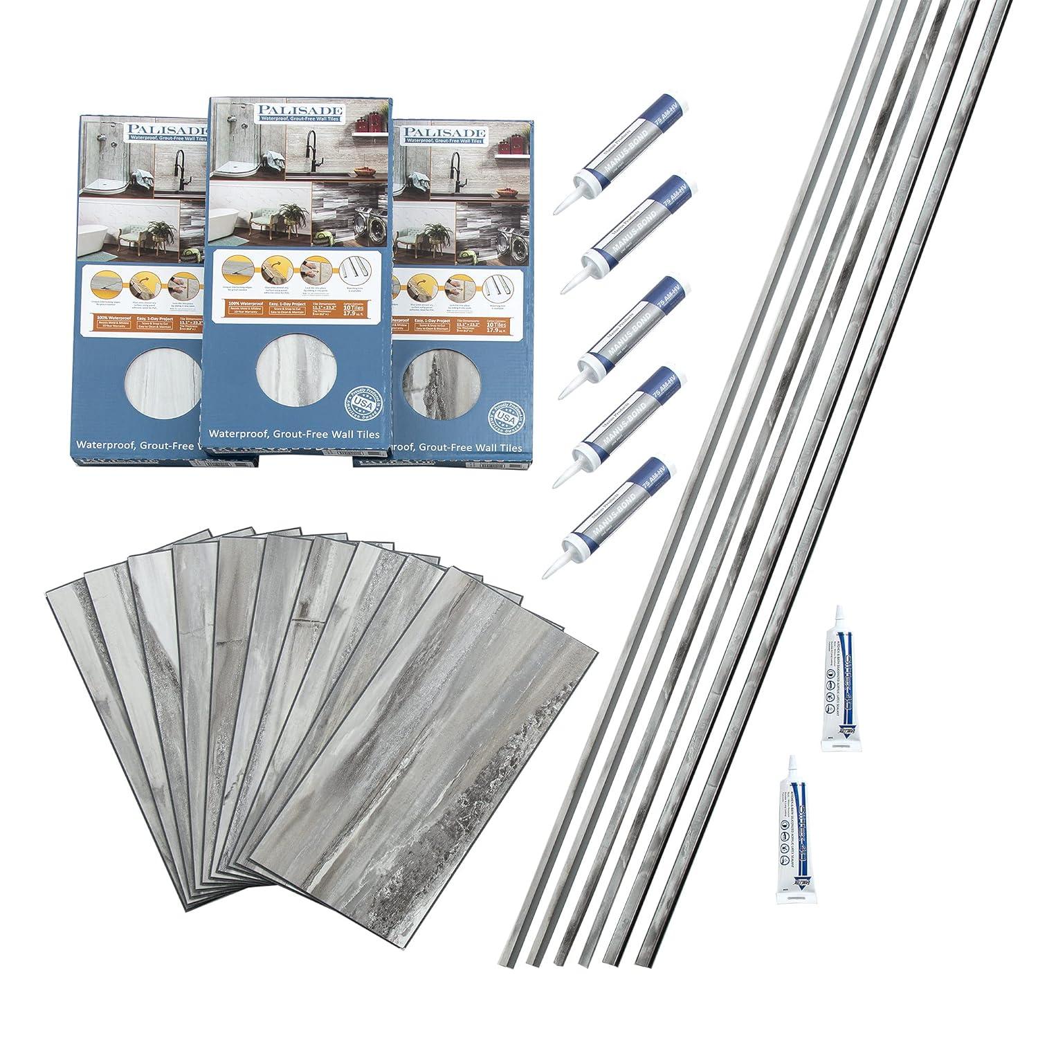 Palisade Palisade 23.2 in. x 11.1 in. Tile Shower and Tub Surround Kit (Set of 4)