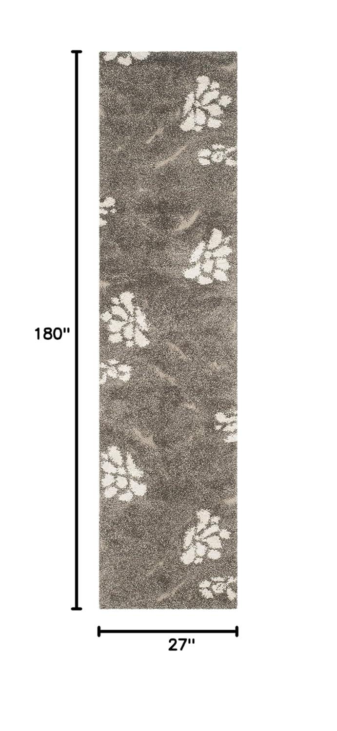 Florida Shag SG464 Power Loomed Indoor Runner Rug - Smoke/Beige - 2'3"x15' - Safavieh