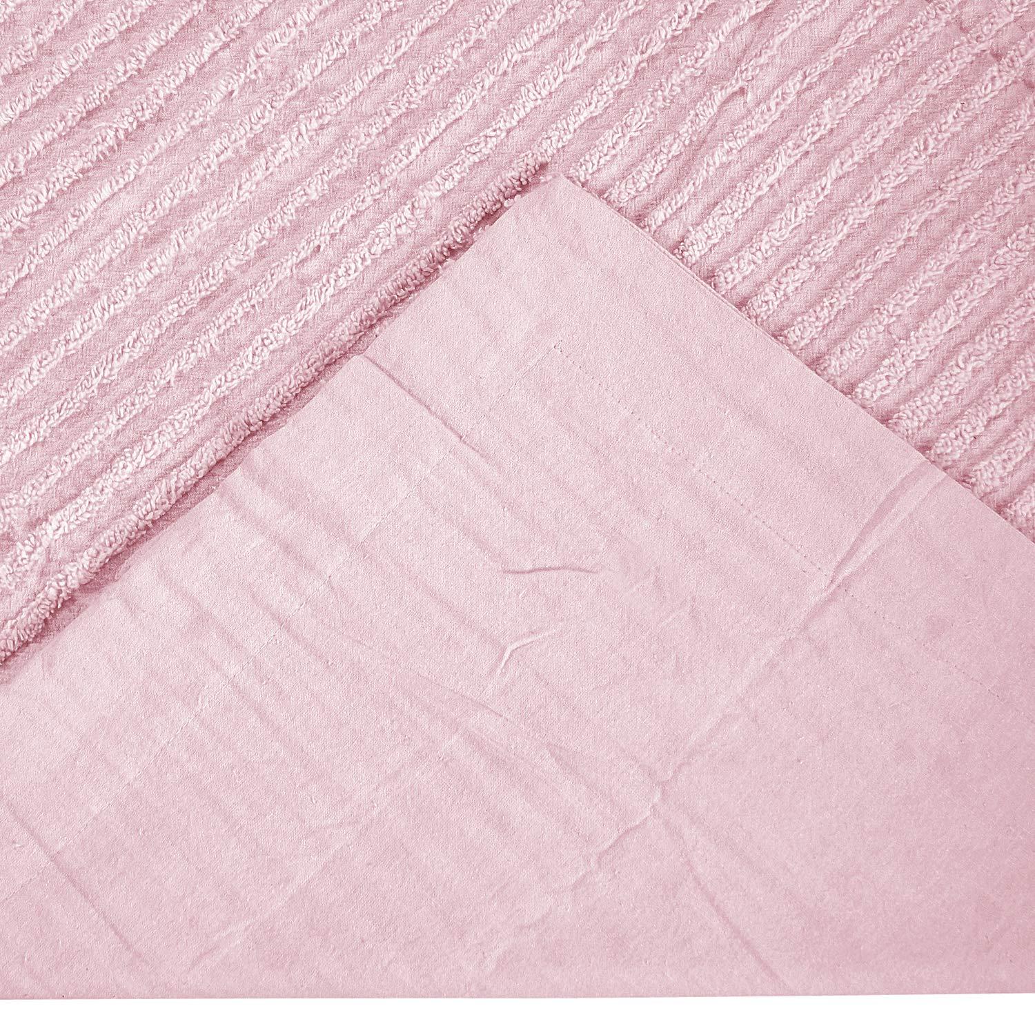 Better Trends Jullian Collection 100% Cotton Tufted Pillow Sham with Stripe Pattern Machine Washable Pillow Cover