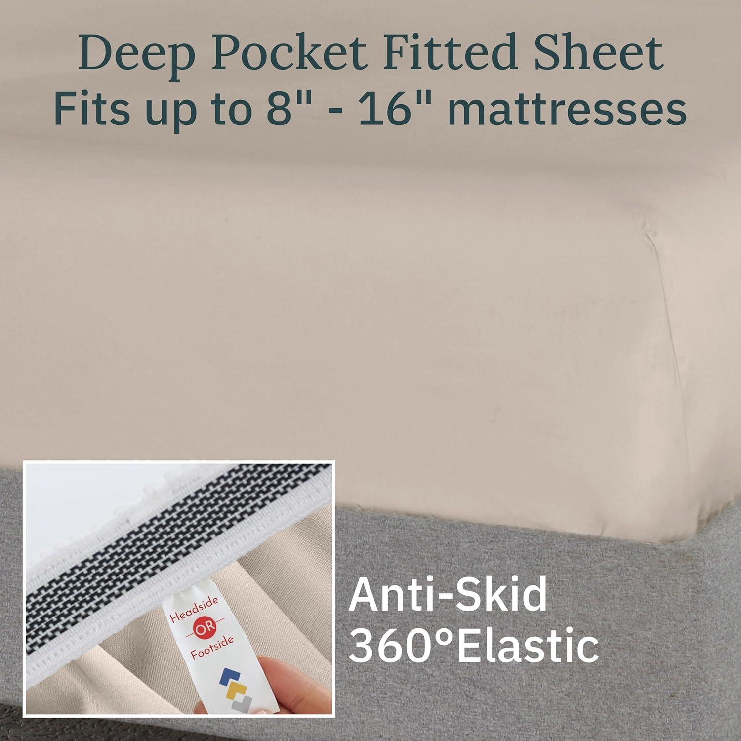 Luxury 1000 Thread Count Bed Sheets Set - 100% Cotton Sateen - Soft, Thick & Deep Pocket by California Design Den - Bright White, Split King