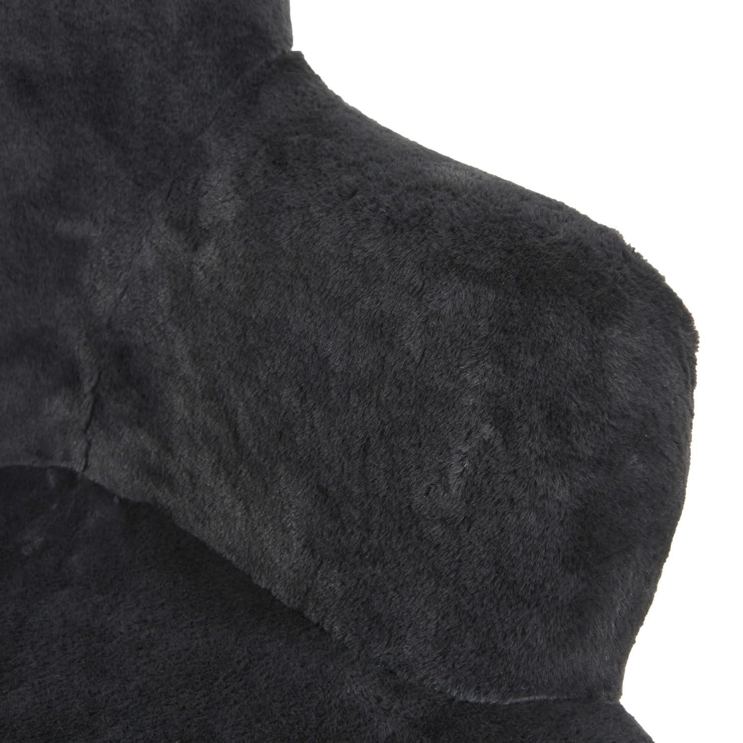 Storied Home Napster Fuzzy Plush Upholstery Wingback Arm Chair with Solid Wood Legs, Dark Grey and Natural