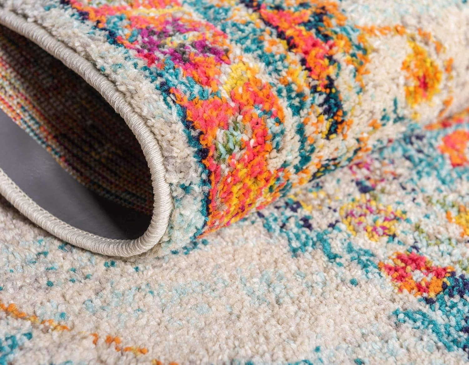 Unique Loom Penrose Collection Area Rug - Alexis (8' Square Ivory/Blue)