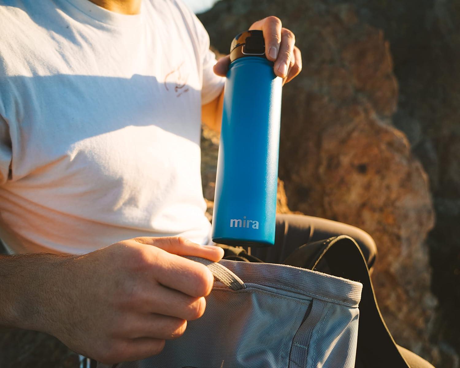 MIRA 24oz Insulated Stainless Steel Water Bottle Hydro Thermos Flask, One Touch Spout Lid Cap, Space Blue