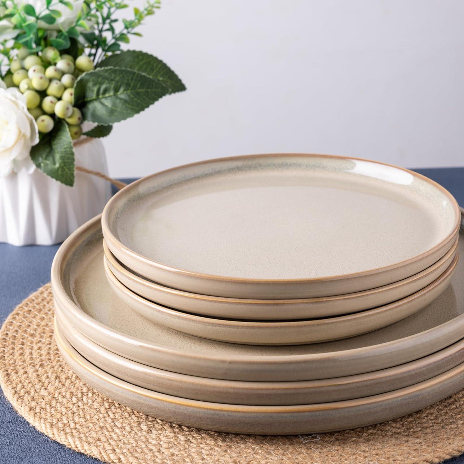 Beige Ceramic 10.5" Dinner Plates Set of 6