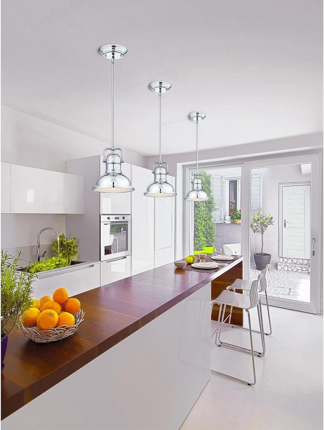 Boswell Chrome Mini Pendant Light with Frosted Prismatic Lens