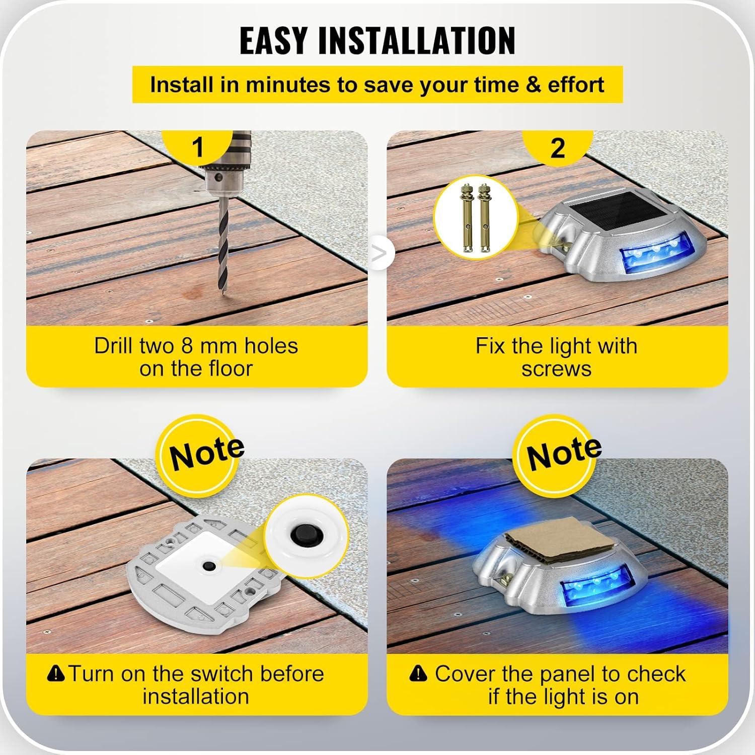 Solar-Powered Blue LED Pathway Lights Multipack with Cast Aluminum Shell