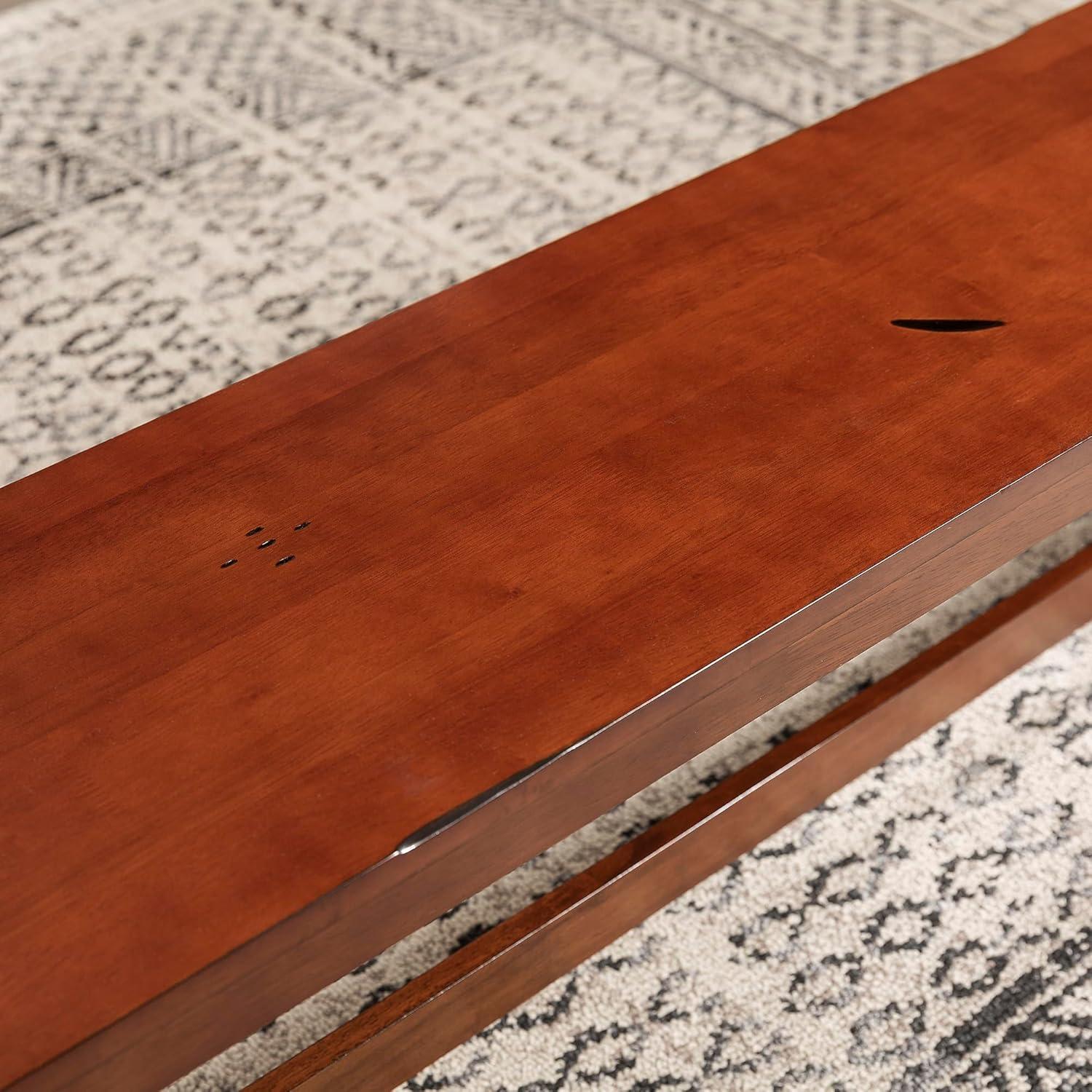 Walker Edison Transitional Wood Backless Dining Bench, Dark Oak