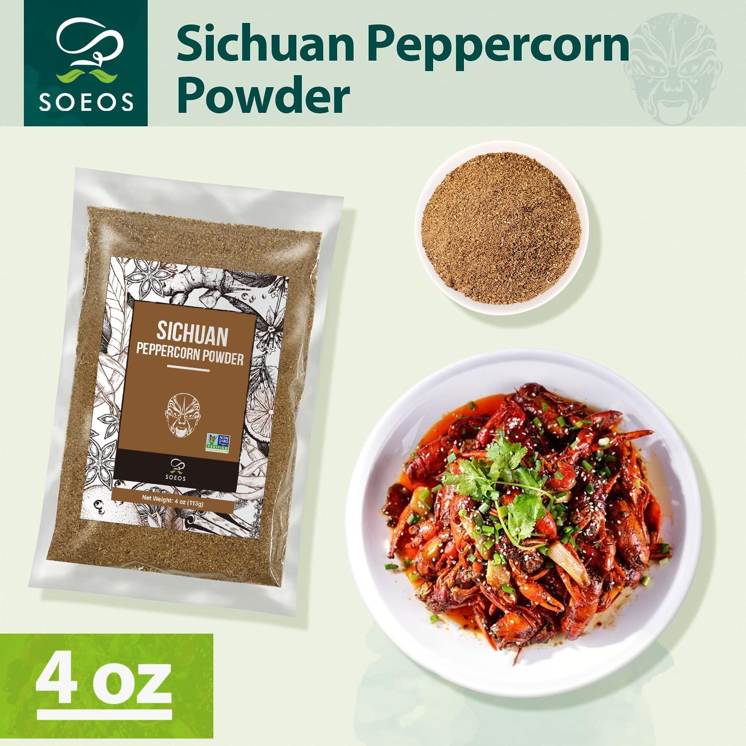 Soeos Sichuan Peppercorn Powders, Szechuan Peppercorn Powders, Crushed Green Sichuan Peppercorns Powder, Ground Pepper Powders, 4 oz.