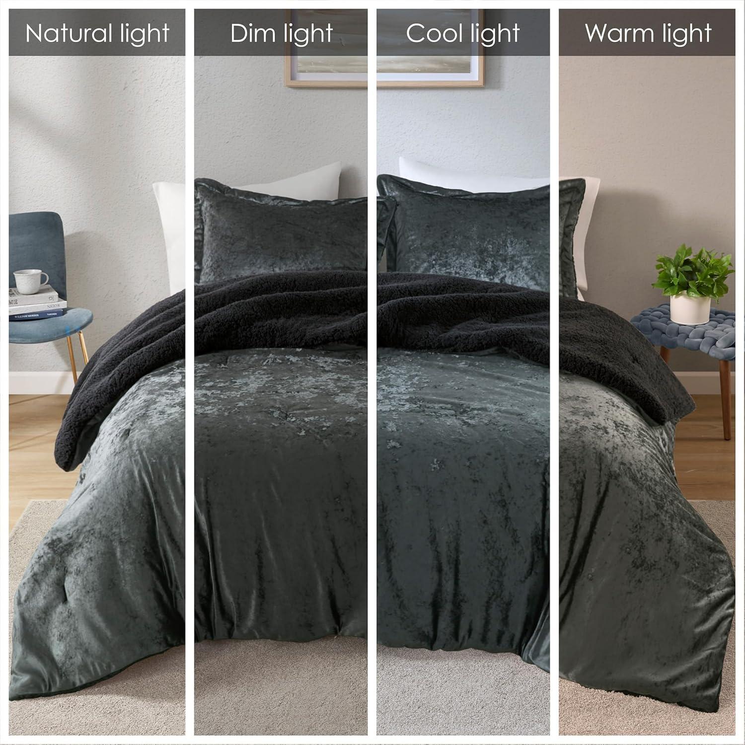 Intelligent Design Mira Crushed Velvet Sherpa Reversible Comforter Set & Reviews | Wayfair