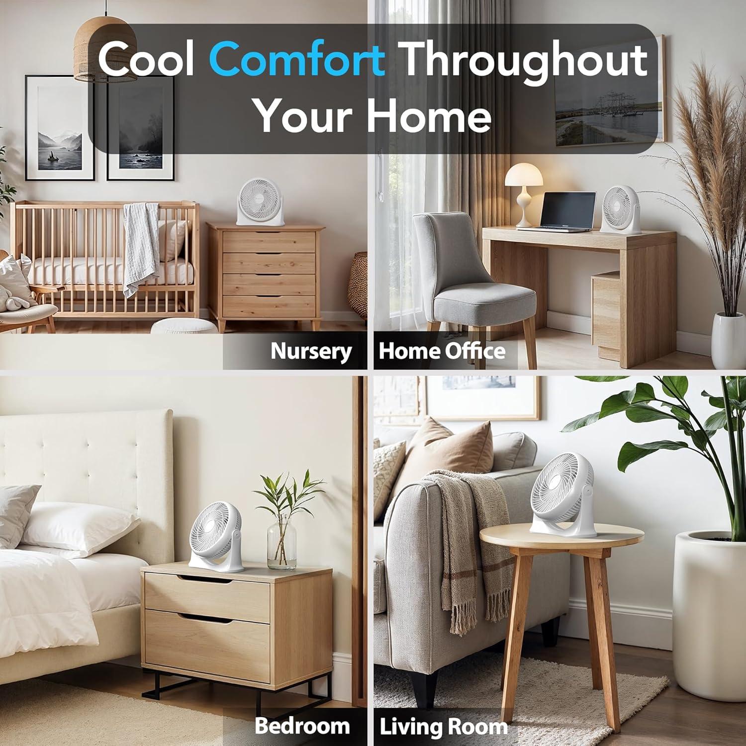 Comfort Zone 11" Desktop Table Fan with Adjustable Tilt, White