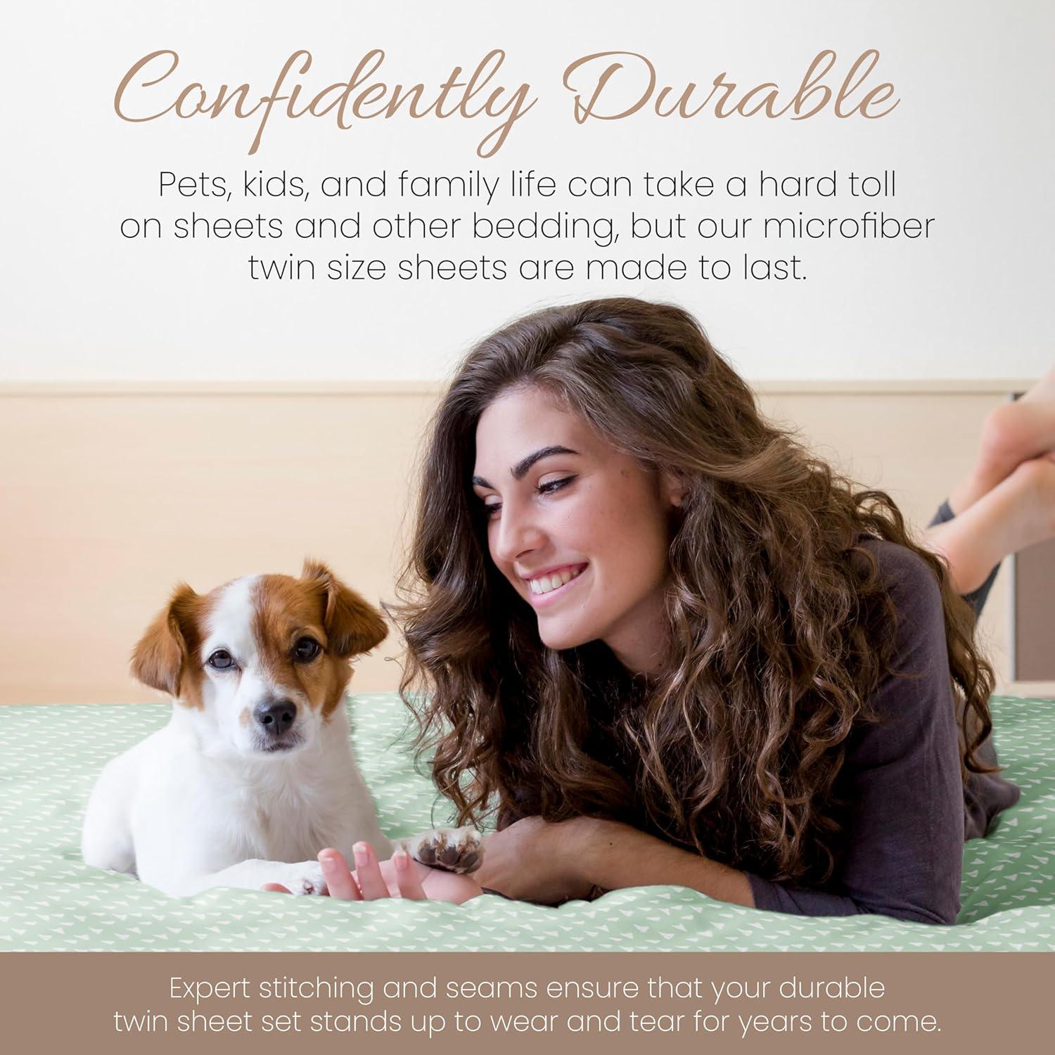 Linen Market Double-Brushed Patterned Microfiber Twin Sheet Set 3 Piece – Oeko-TEX Certified Ultra Soft & Wrinkle-Free - 16" Deep Pocket Sheets - Easy Care Twin Size - Urban Arrows Jade