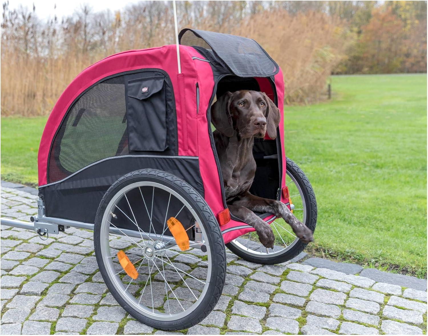 Red and Black Convertible Dog Bike Trailer and Stroller