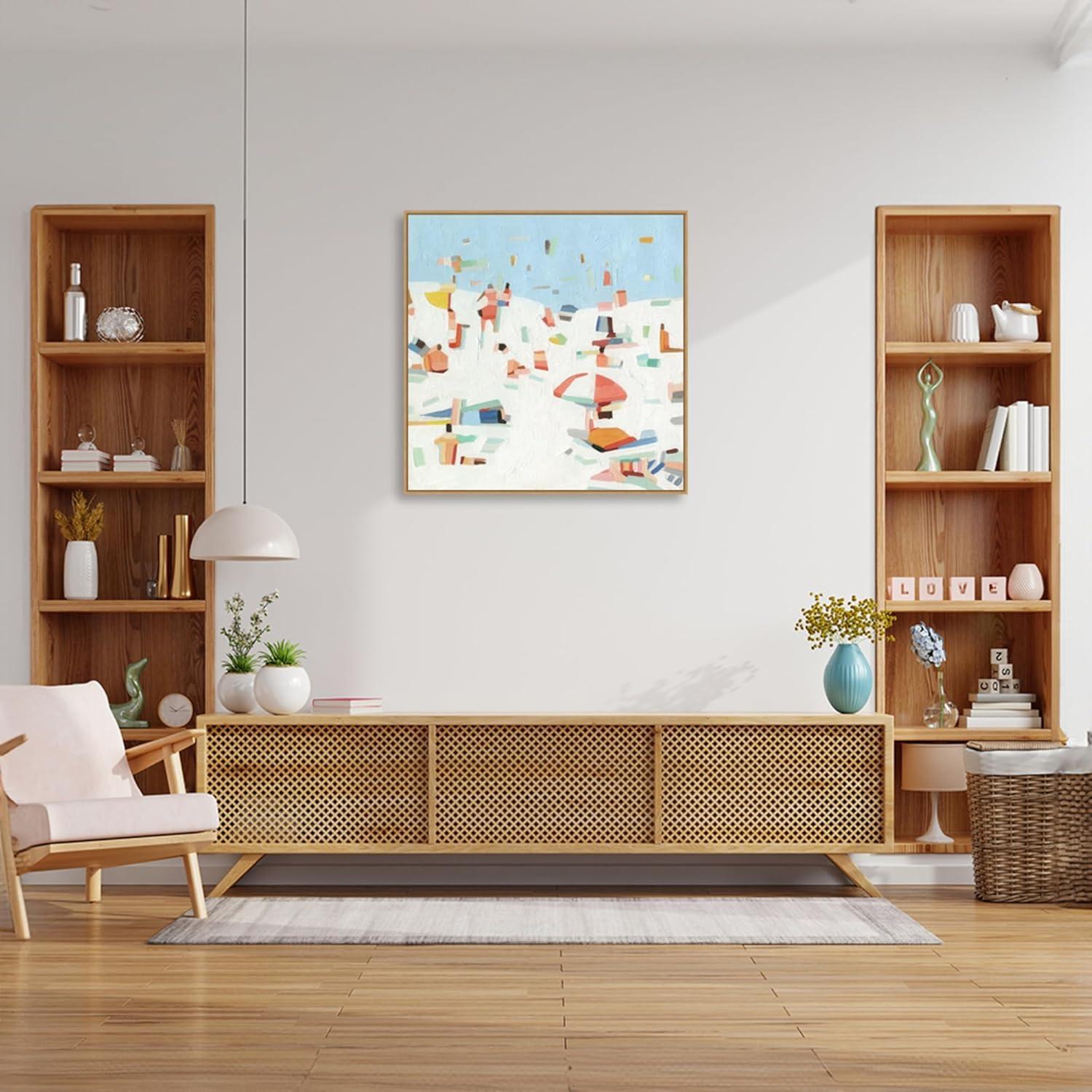 30" x 30" Summer Confetti III by Emma Scarvey Framed Canvas Wall Art Print - Amanti Art: Beach Scene, Modern Decor