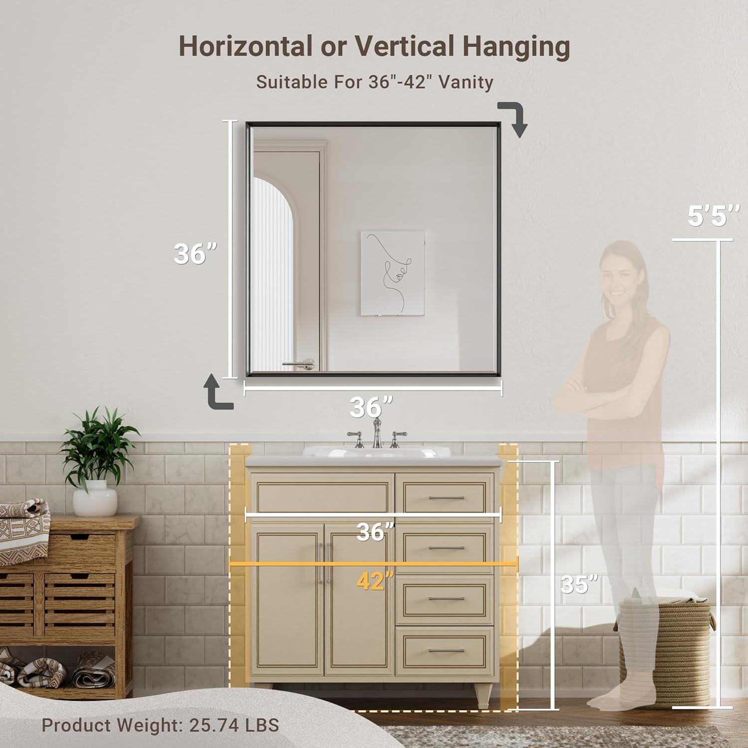 Decorative Wall Mirror Beveled Design, Bathroom Vanity Mirror Accent Mirror Finish