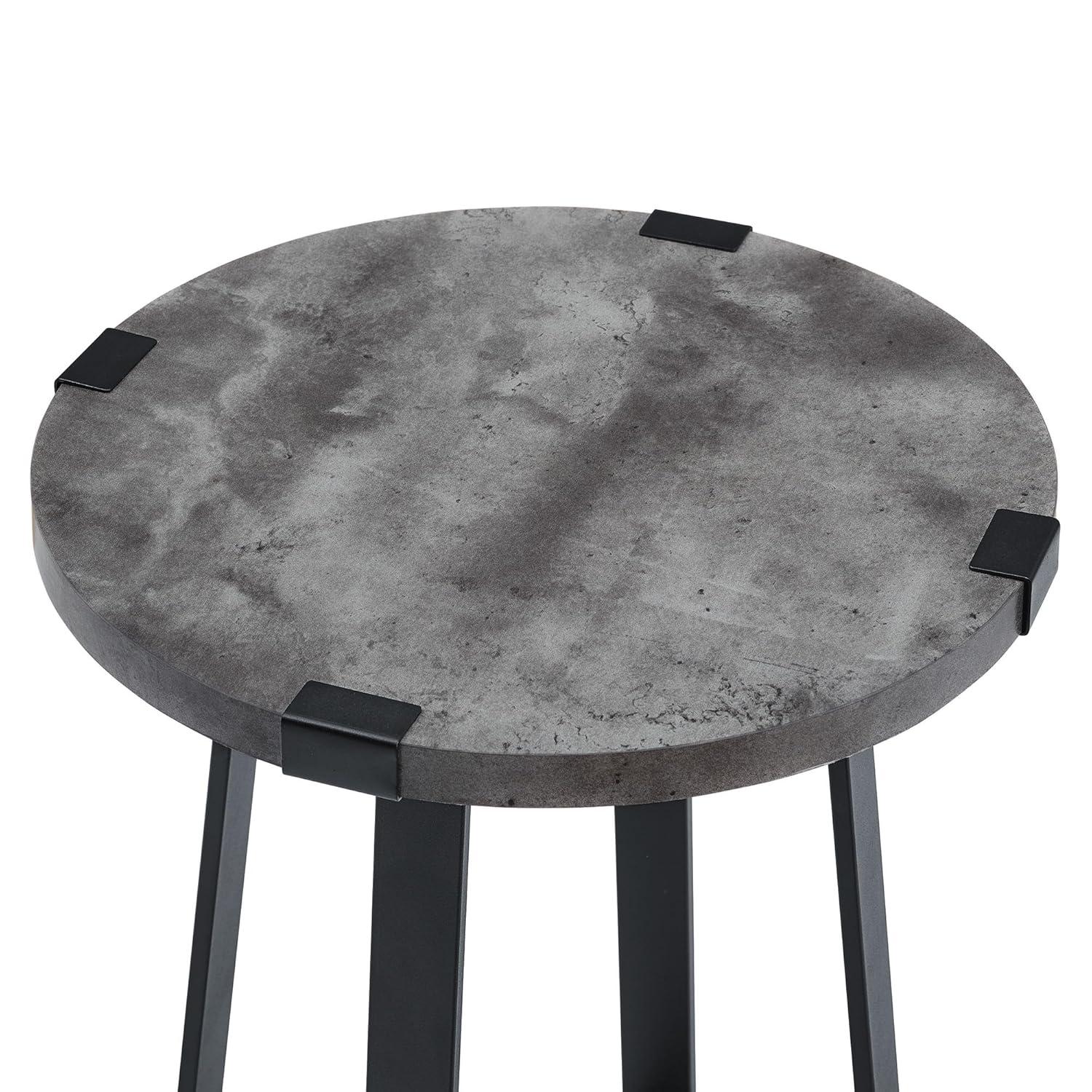 Walker Edison Anastasia Modern Metal Wrap X Base Accent Table, 18 Inch, Dark Concrete