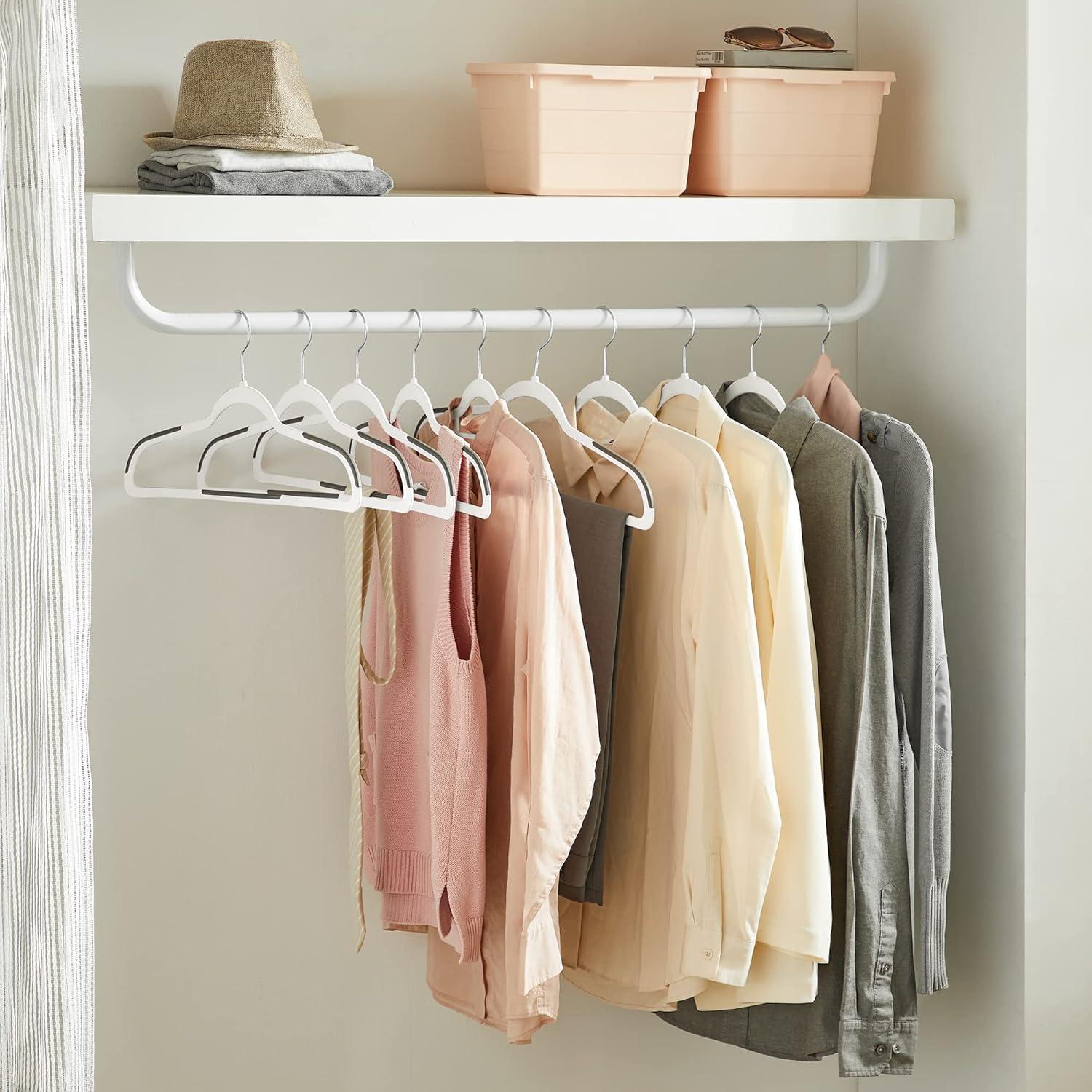 Cloud White and Dark Gray Plastic Clothes Hangers with Metal Hooks